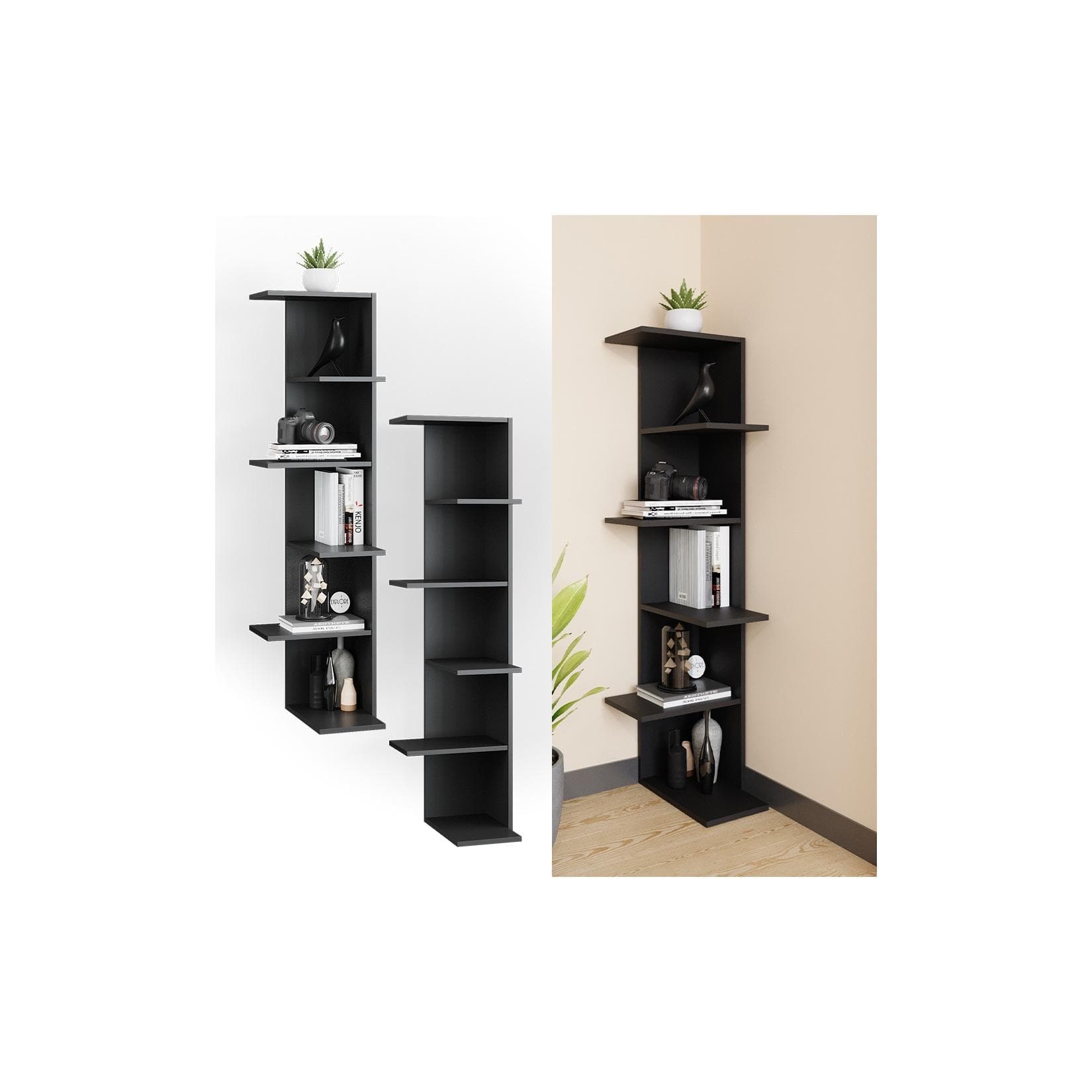 Anthrazit Eckregal - Stabile Aufbewahrungslösung