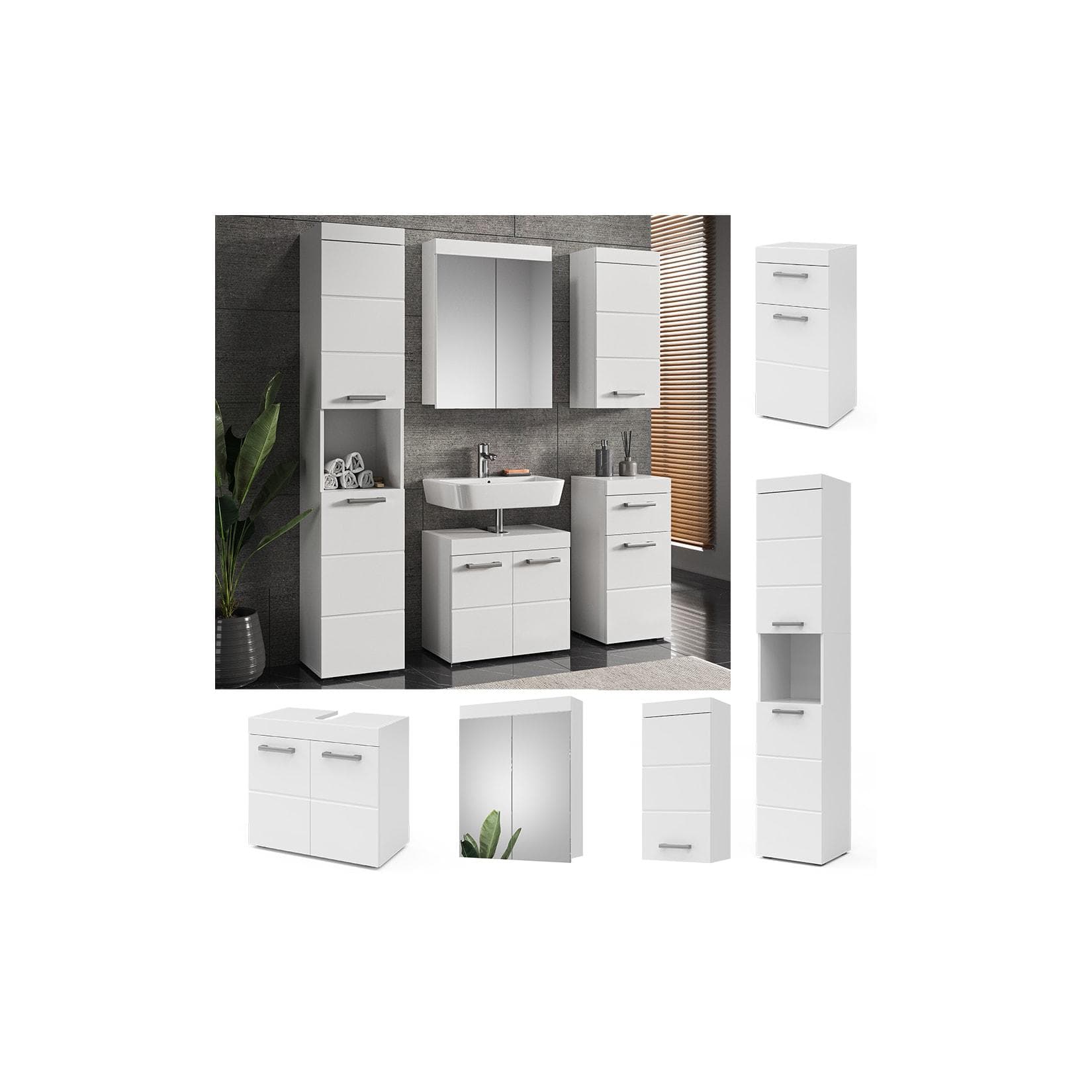 Modernes 5-teiliges Badmöbel-Set in Weiß