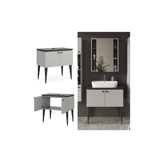 Grauer Waschbeckenunterschrank mit Türen