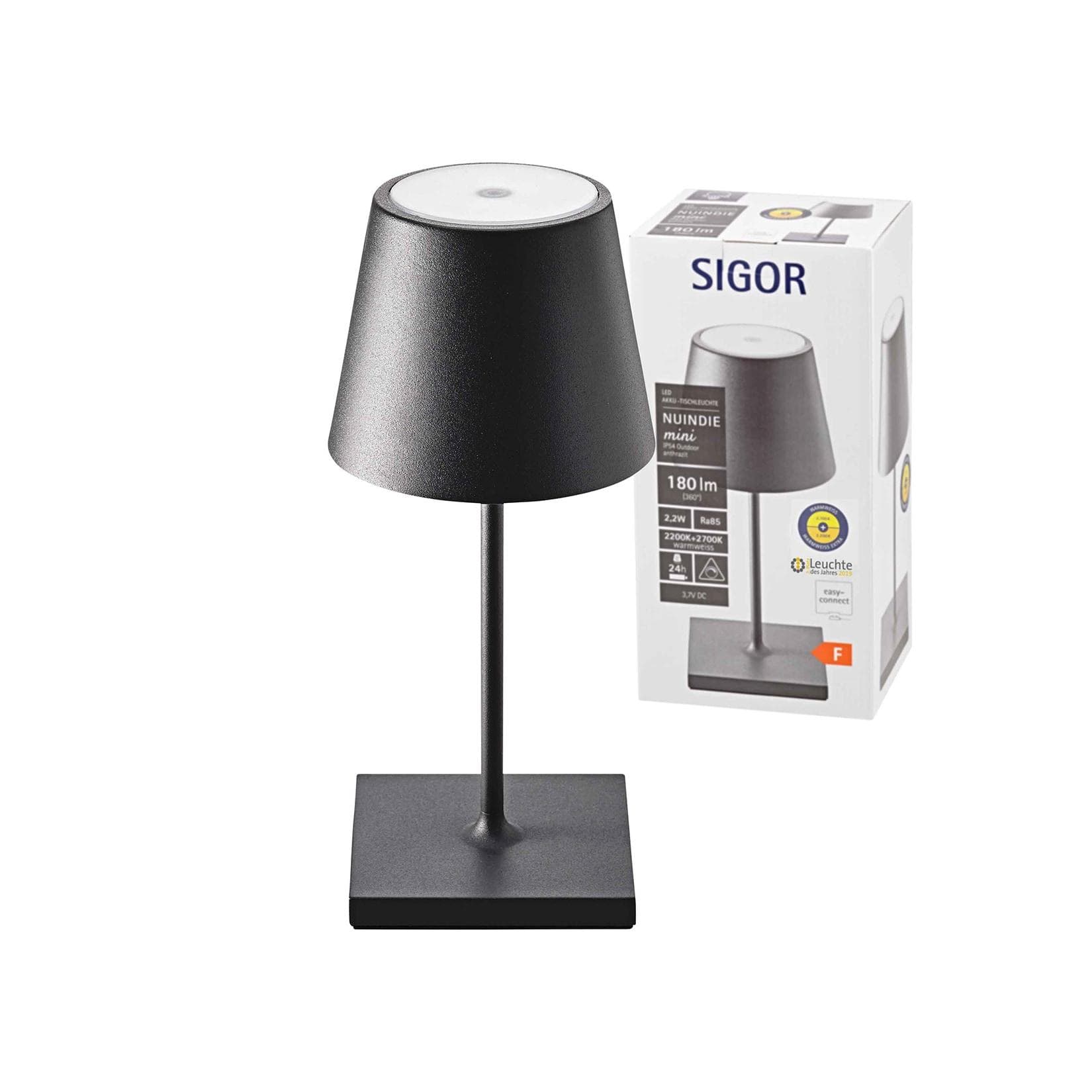 Sigor Nuindie mini LED Akku Tischleuchte Außentischleuchte IP54 schwarz