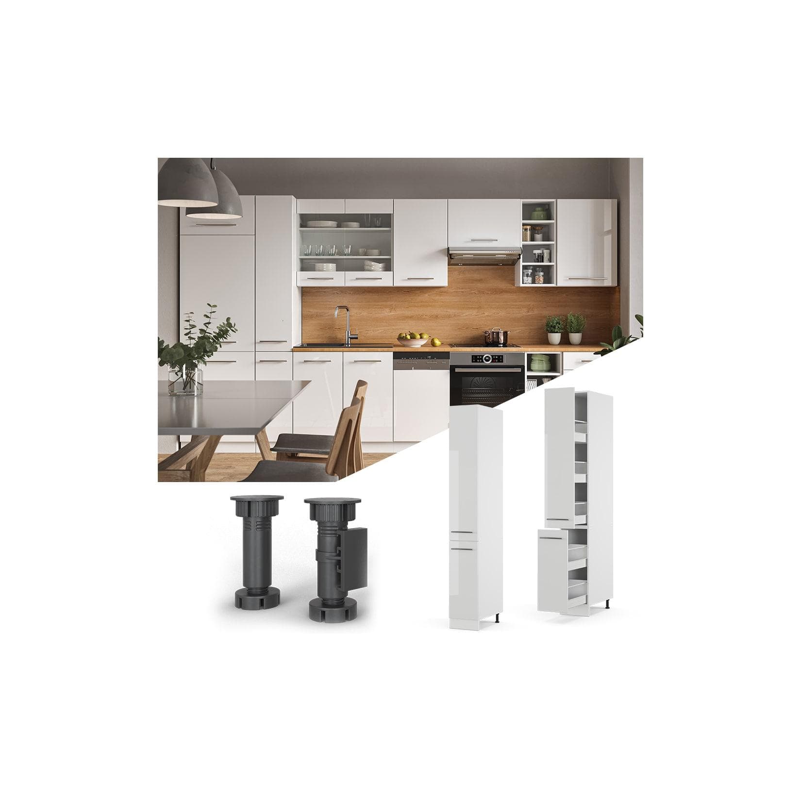 Vicco Fame-Line Apothekerschrank Weiß Hochglanz - Hochwertiger Küchenschrank