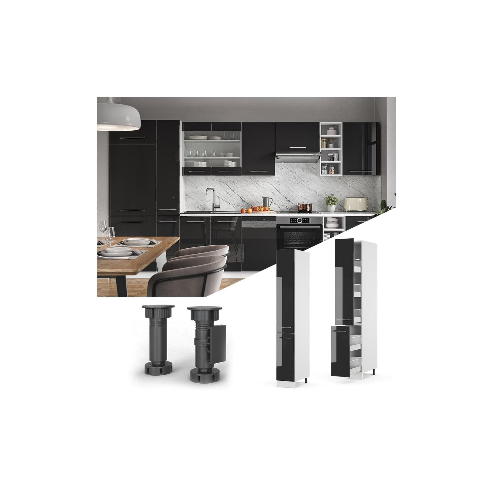 Vicco Fame-Line Apothekerschrank Anthrazit Hochglanz/Weiß