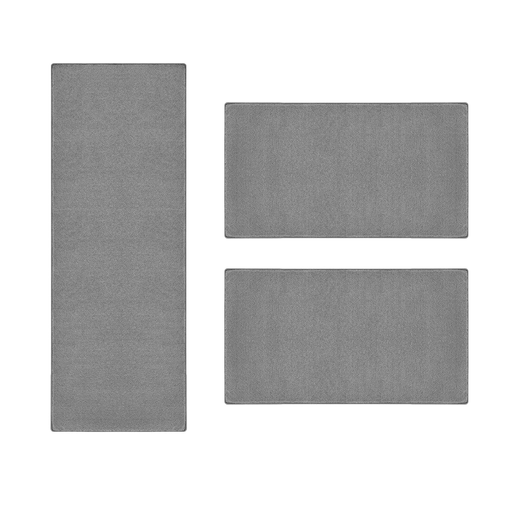 Karat Bettumrandung Dynasty Silbergrau 3-teiliges Velours Läufer-Set