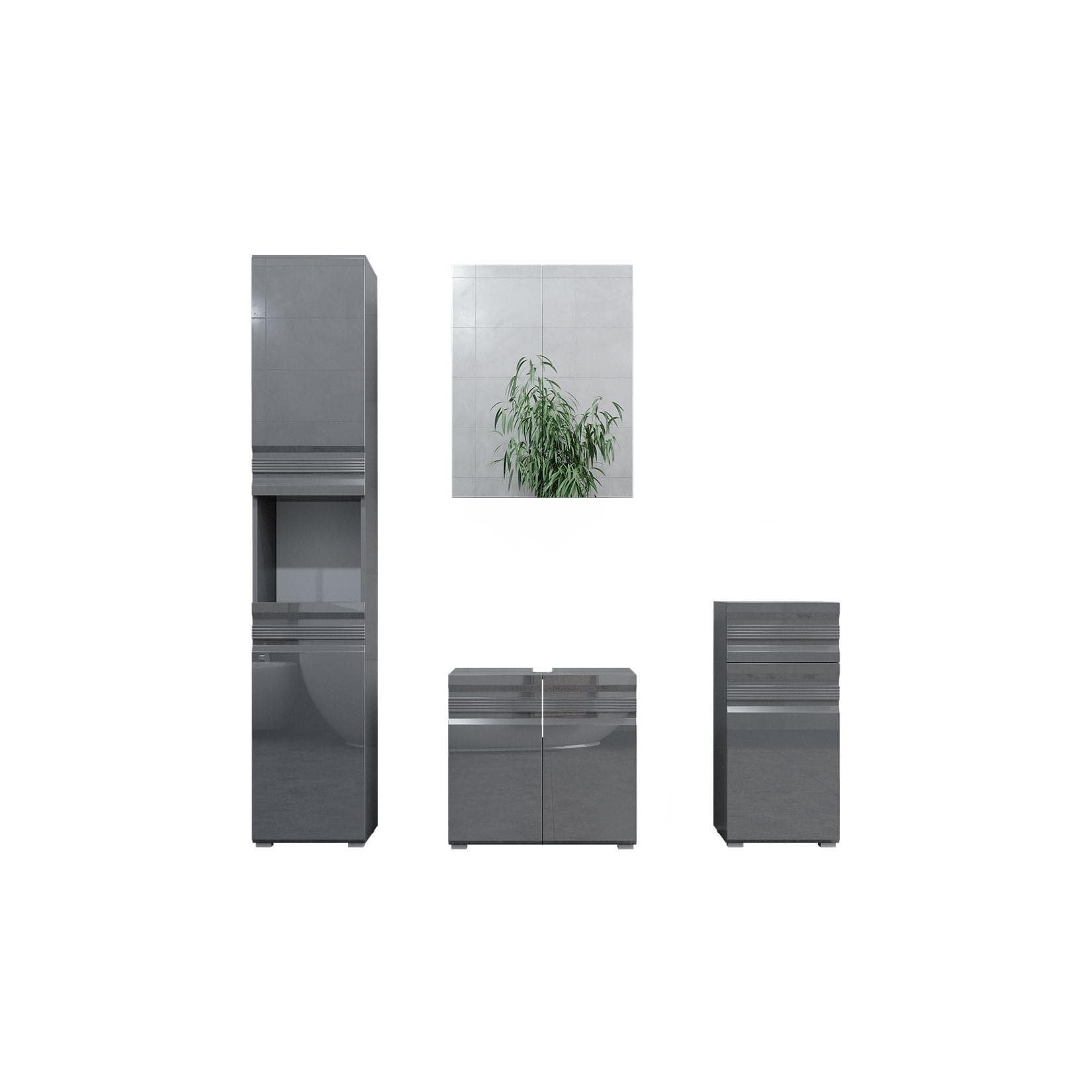 Vicco Badmöbel Set Freddy Anthrazit Hochglanz - Stilvolles Design