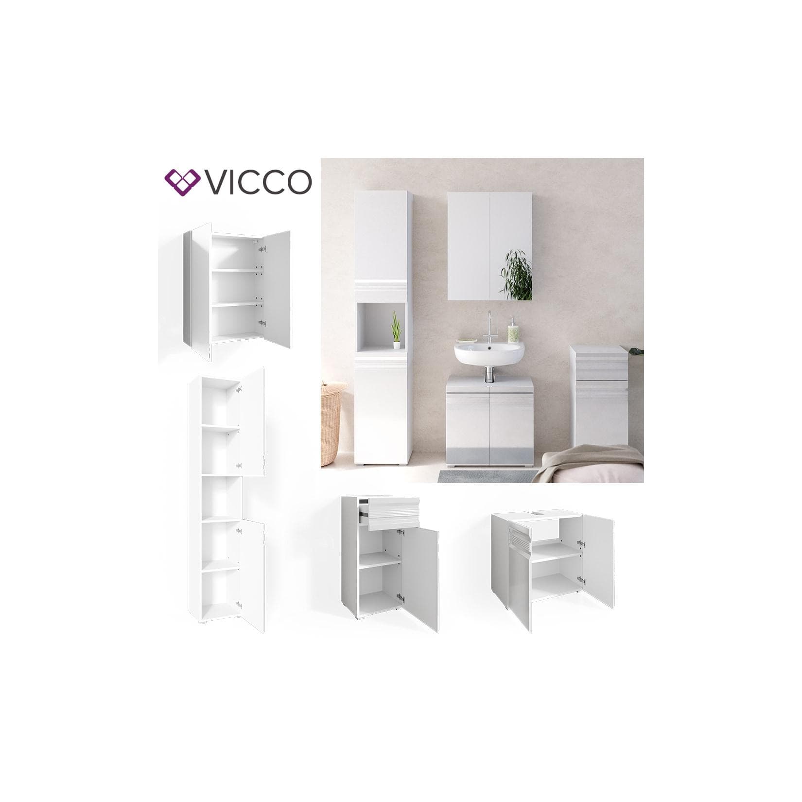 Badmöbel-Set Weiß Hochglanz 4-teilig