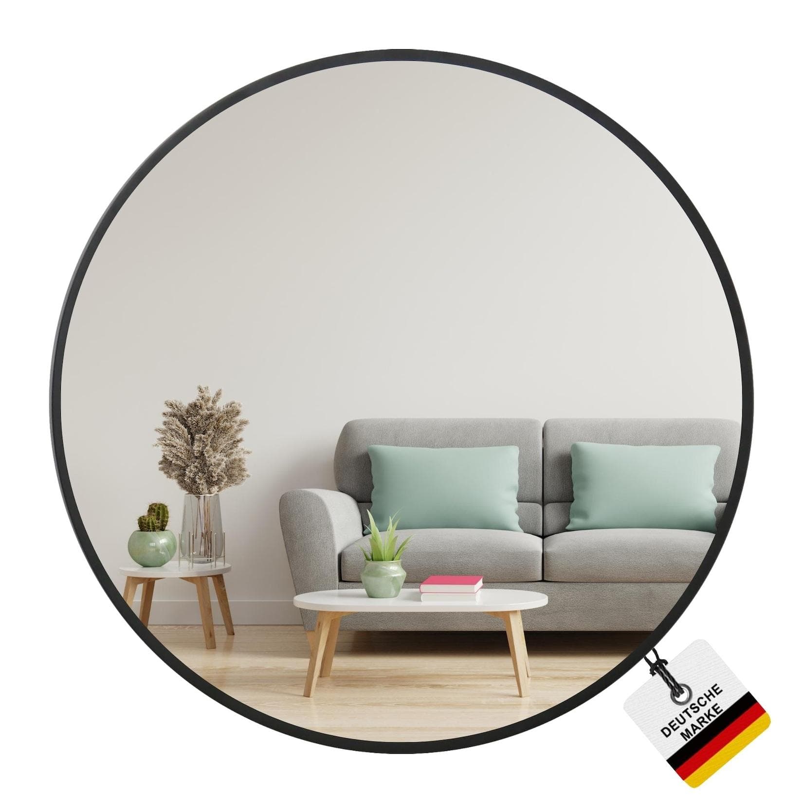 Albatros Spiegel Rund Schwarz Metallrand 70cm Durchmesser