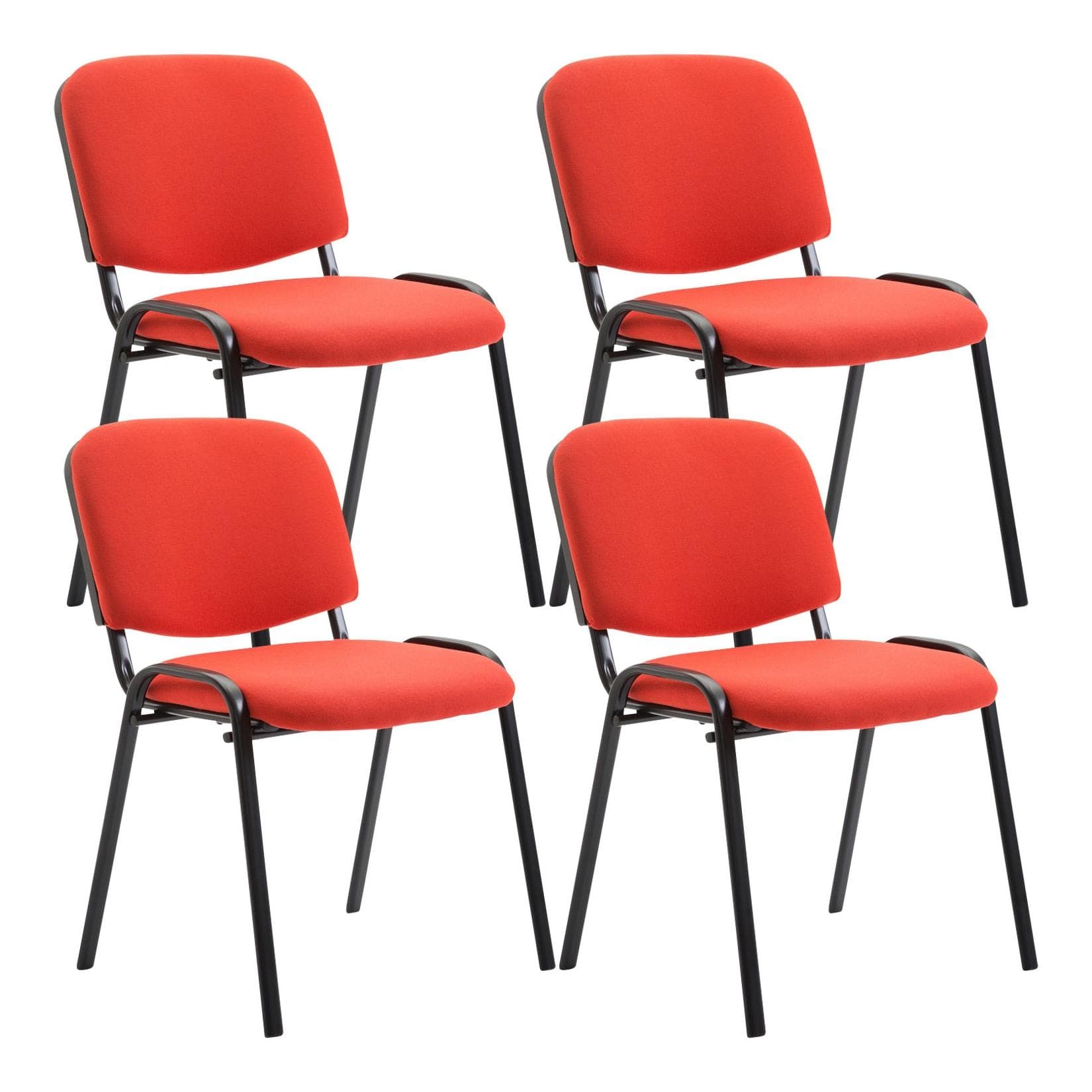 Stapelbarer Besucherstuhl aus Stoff (4er Set) - Modernes Design in Rot