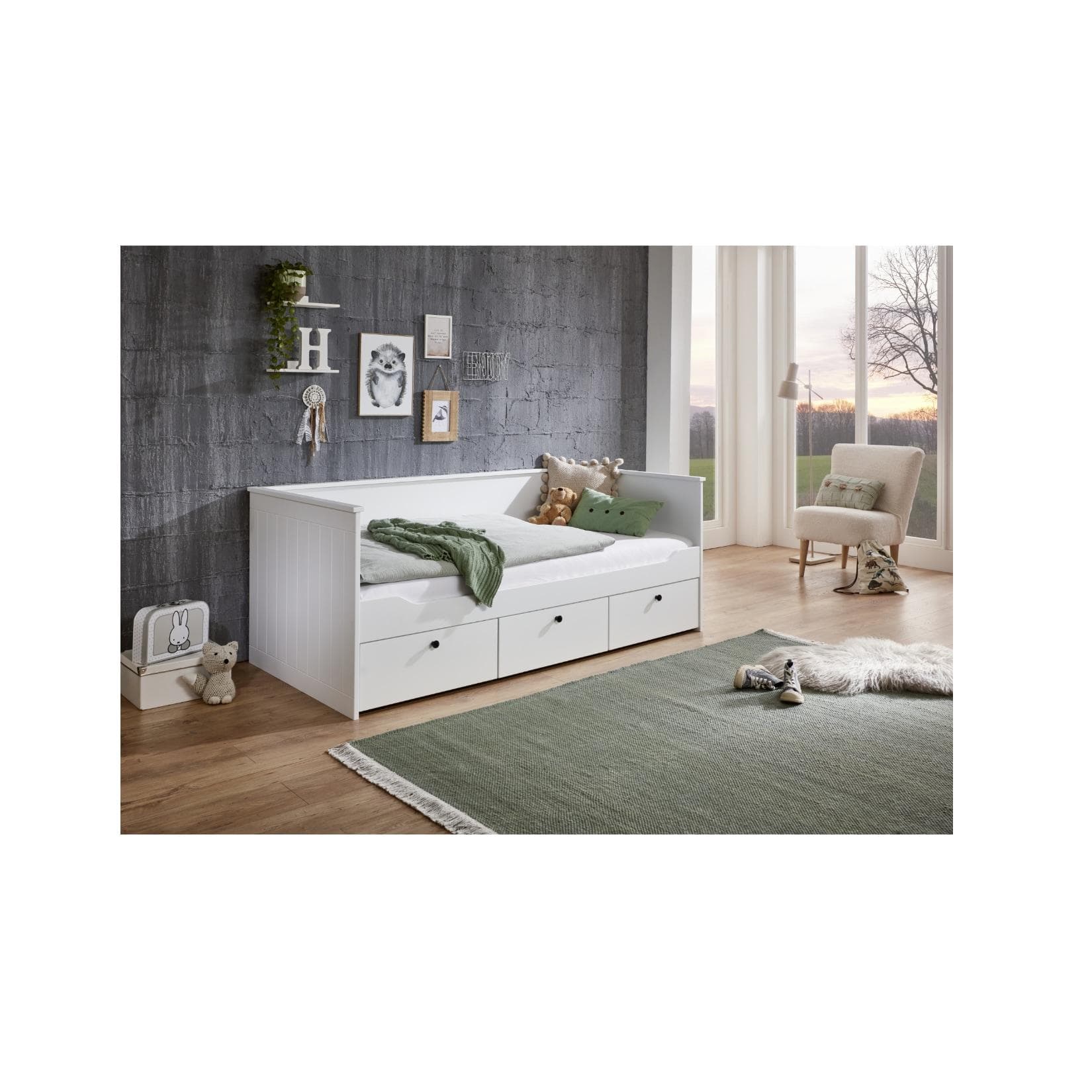 Einzelbett mit Lattenrost und Matratzenoption