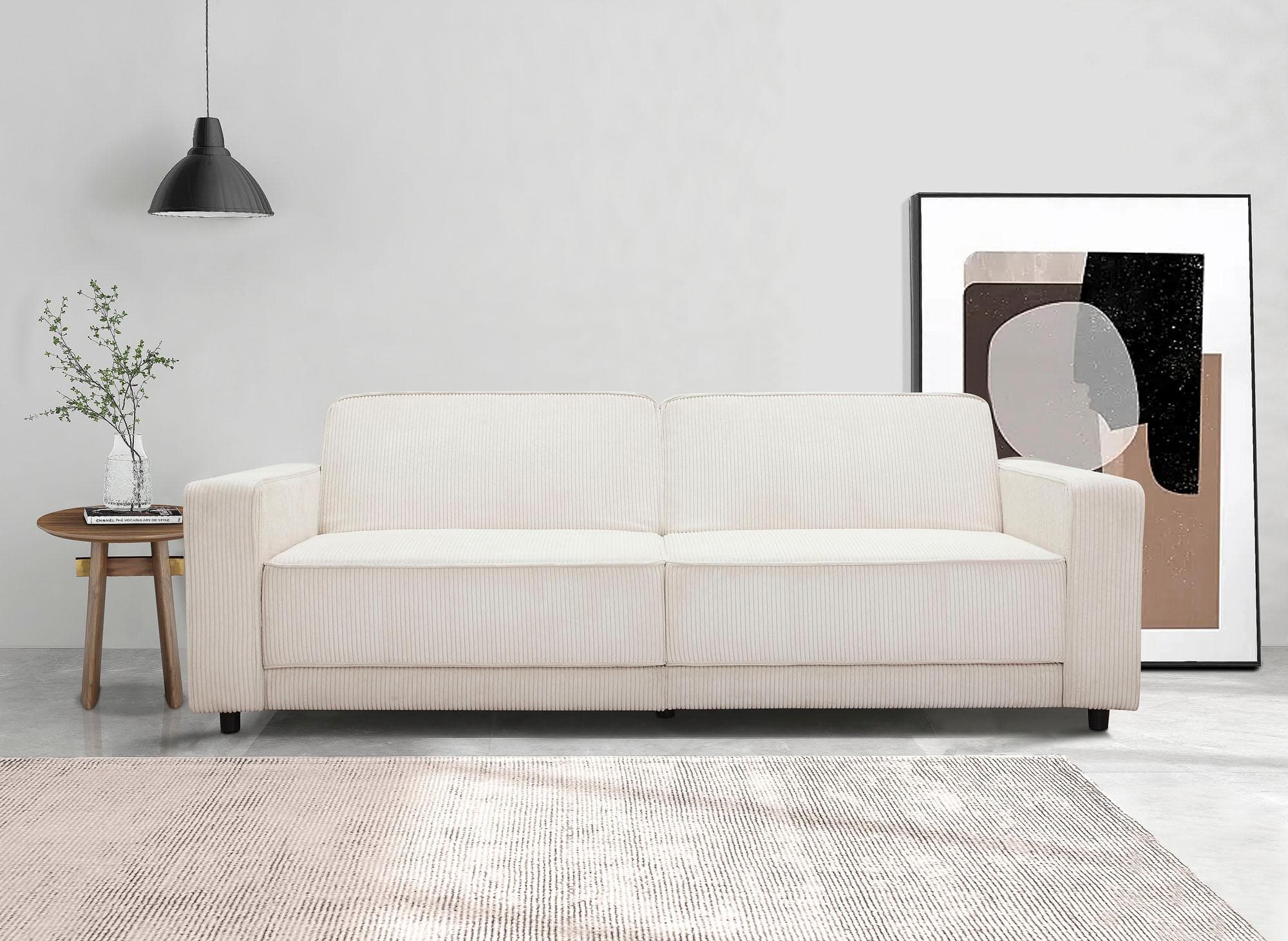 Schlafsofa 3-Sitzer mit Bettfunktion & Cord/Velours-Optik
