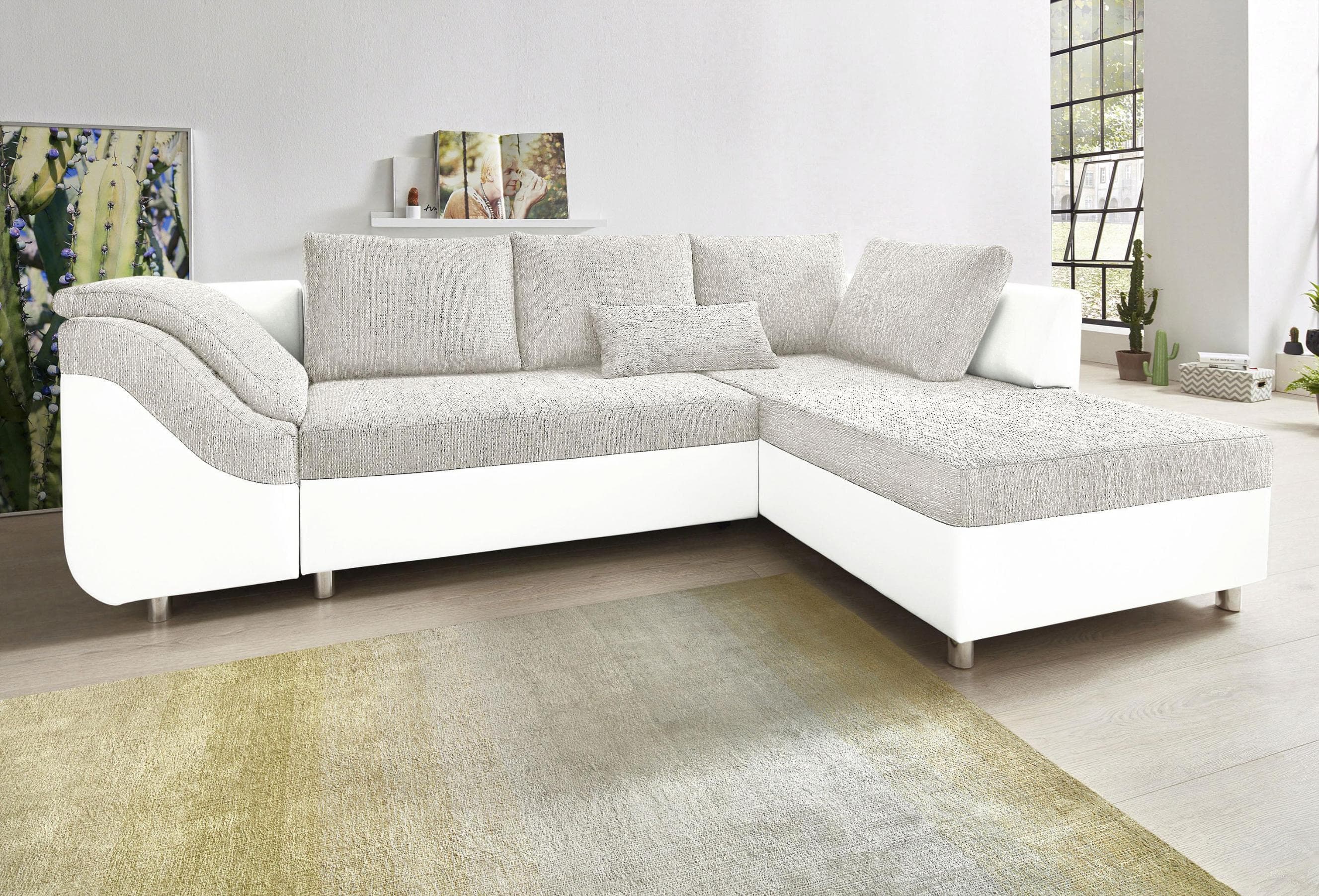 Ecksofa L-Form mit Bettfunktion & Kissen
