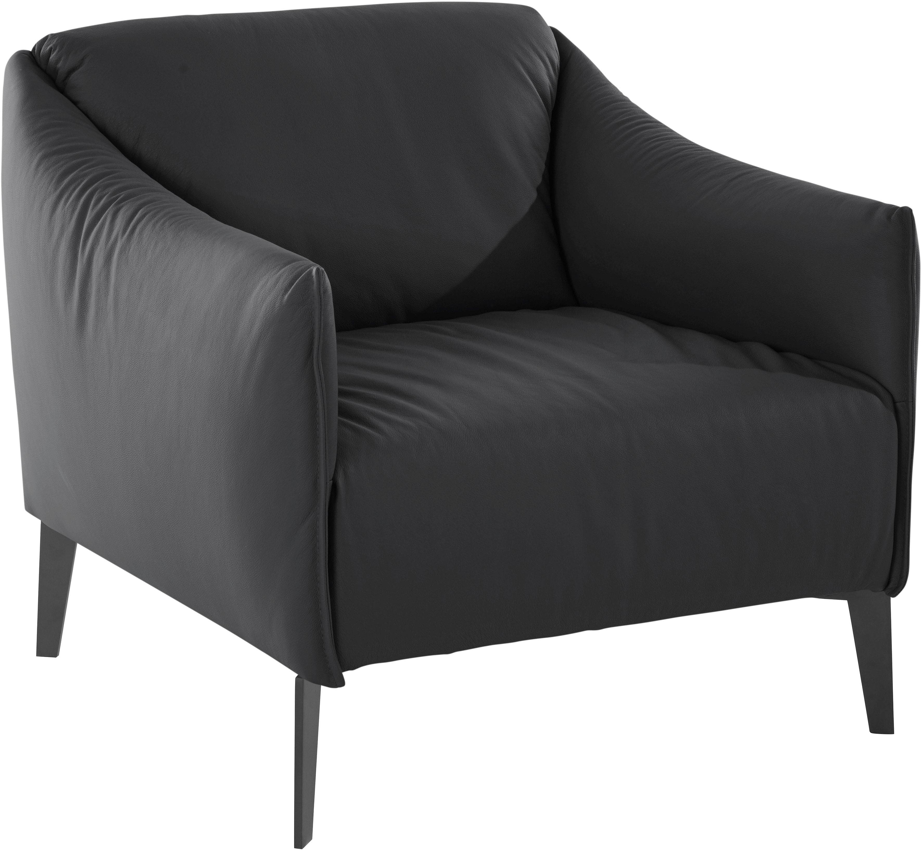 Schwarzer Cocktailsessel mit Metall-Winkelfüßen