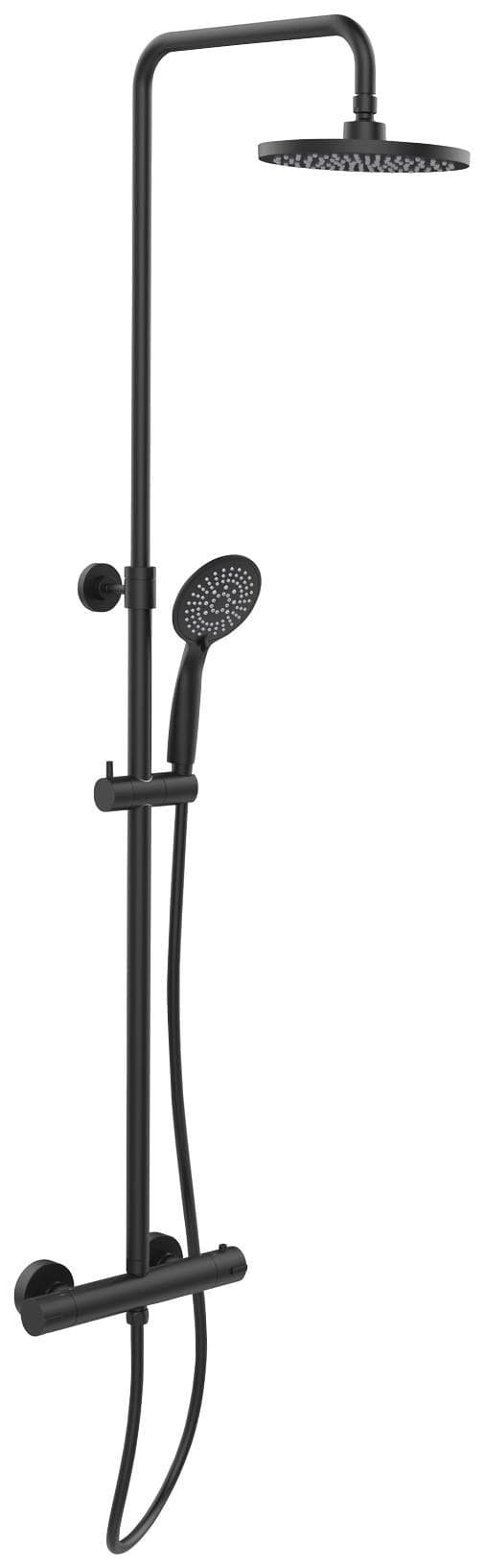 Duschsystem WENKO Young Eco Schwarz Thermostat-Armatur Wassersparfunktion