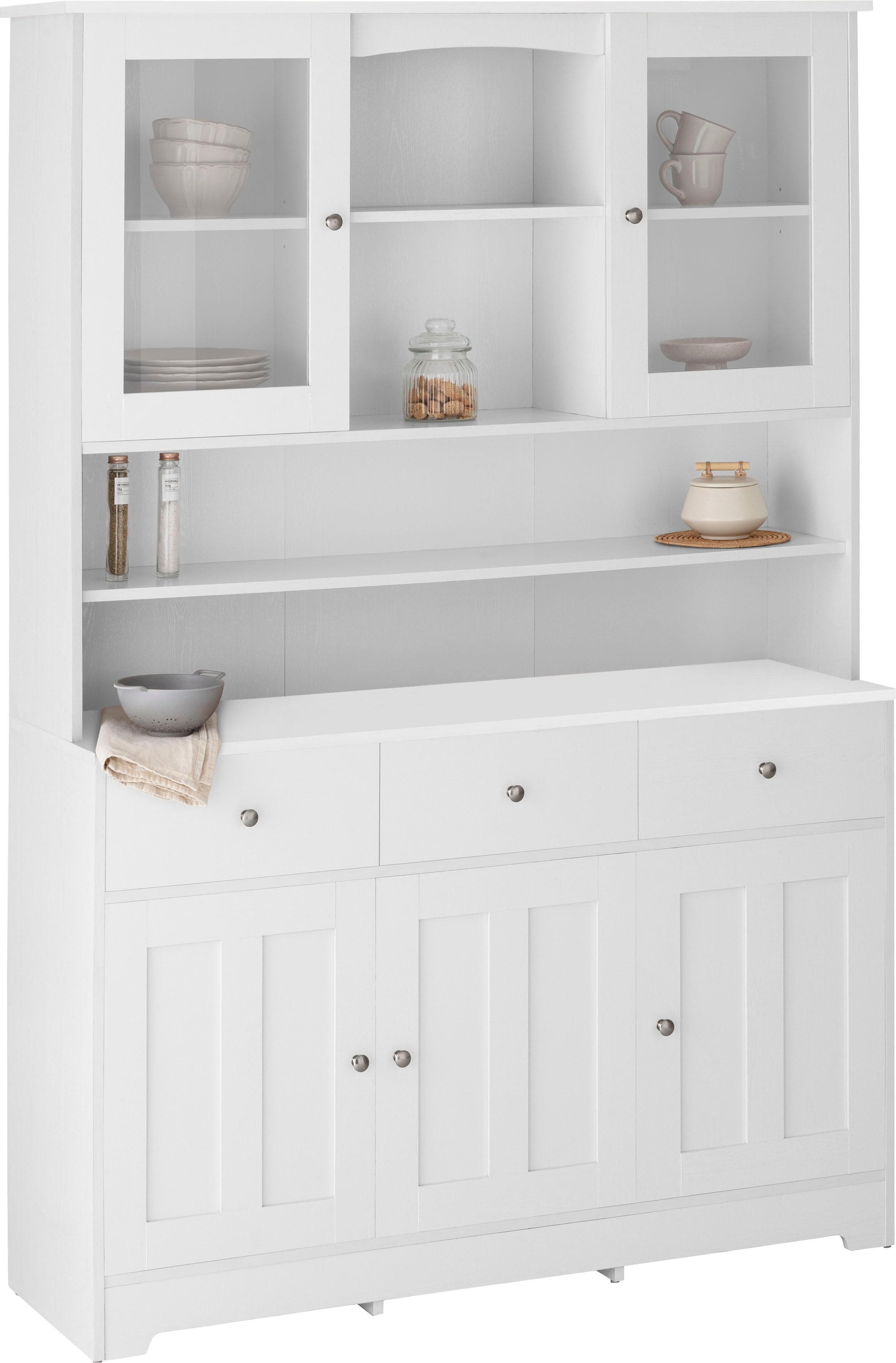 Buffet mit Glastüren und Holztüren - Metallgriffe