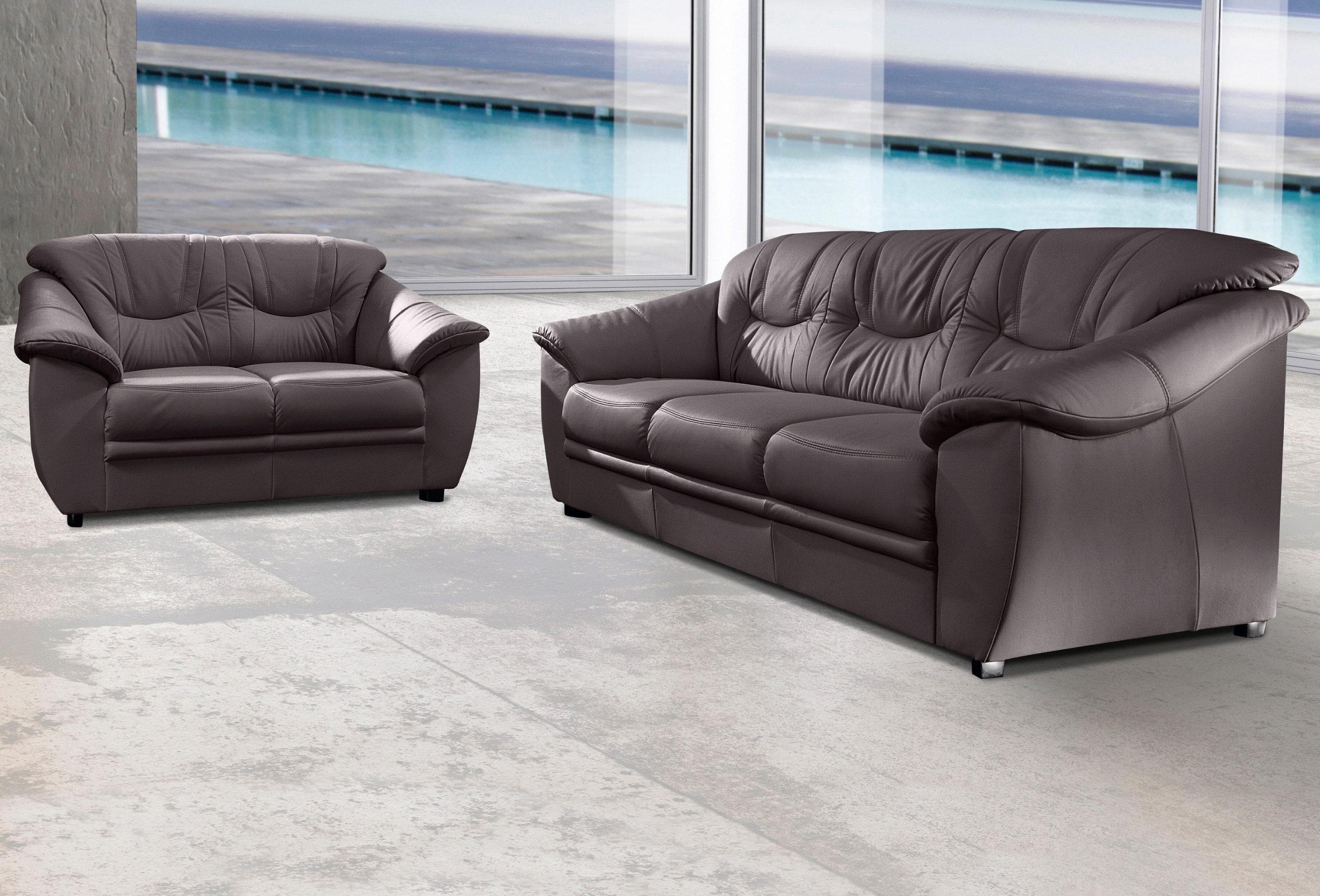 Ledersofa Set (2-teilig) mit Federkern