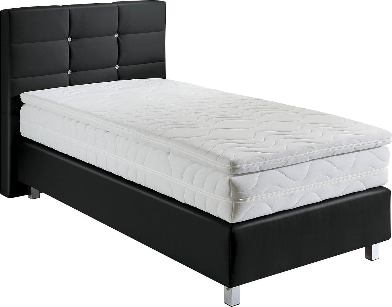 Boxspringbett mit Kristallknöpfen & optionalem Topper