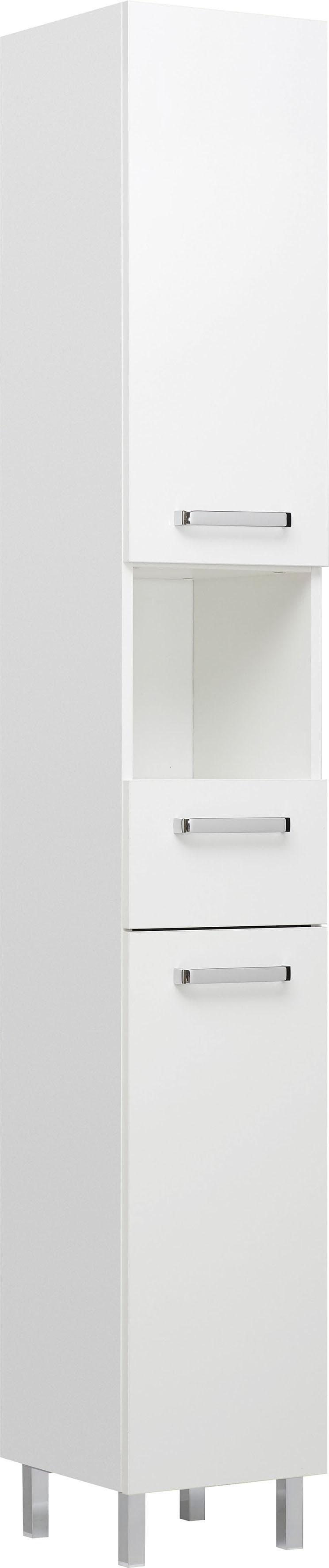 Moderner Bad-Hochschrank aus Spanplatte in Weiß Glanz