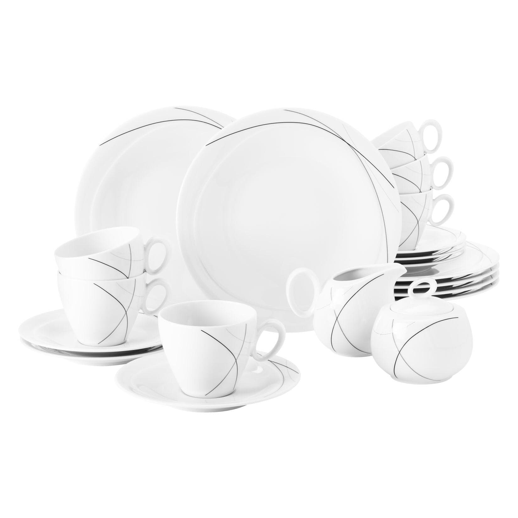 Seltmann Weiden Kaffeeservice Trio Highline 20-tlg. Schwarz-Weiß Porzellan