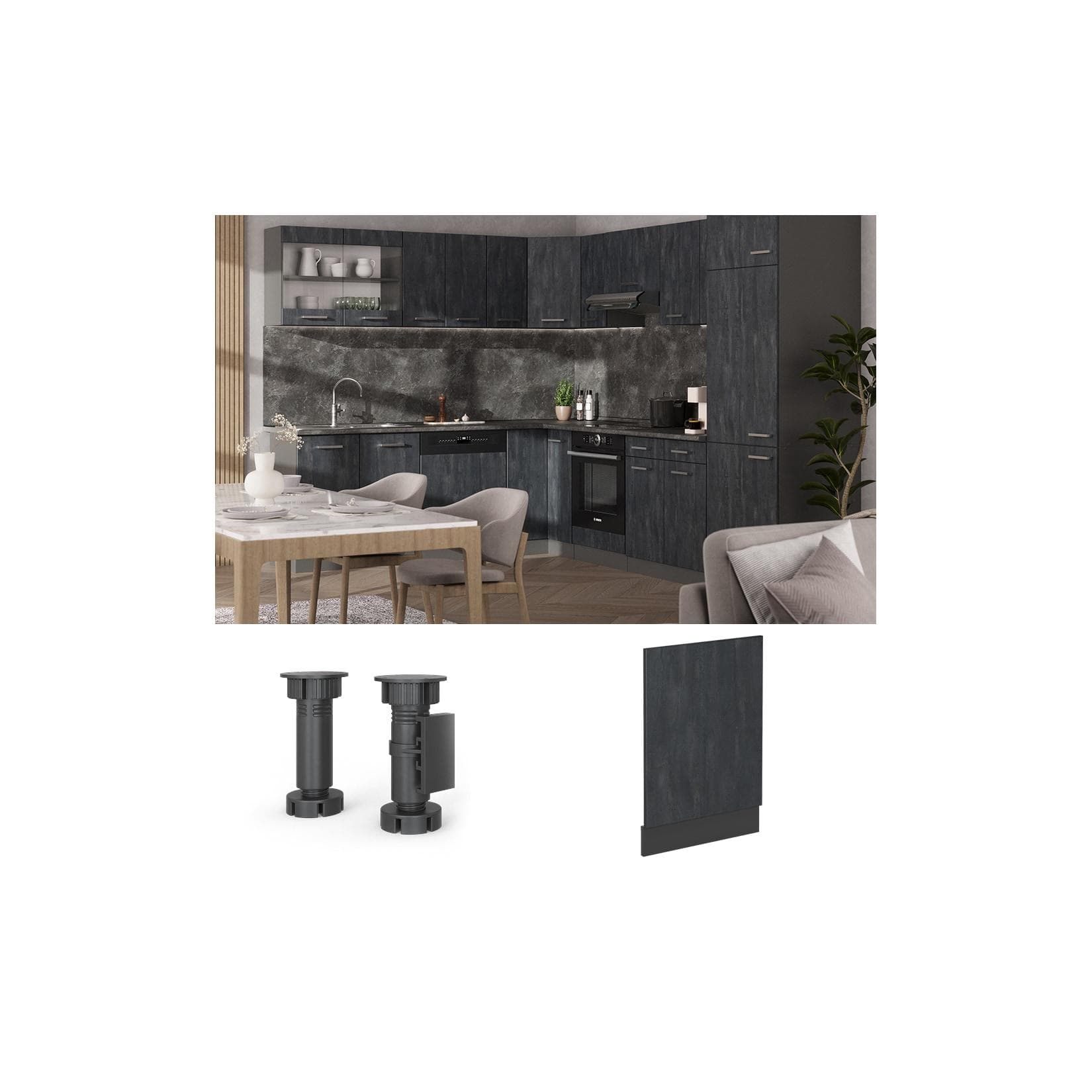 Frontblende R-Line in Betonoptik Schwarz/Anthrazit