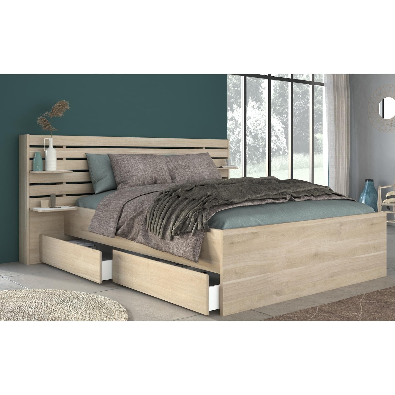 Jugendbett mit Stauraum - Escale in Japanischer Eiche