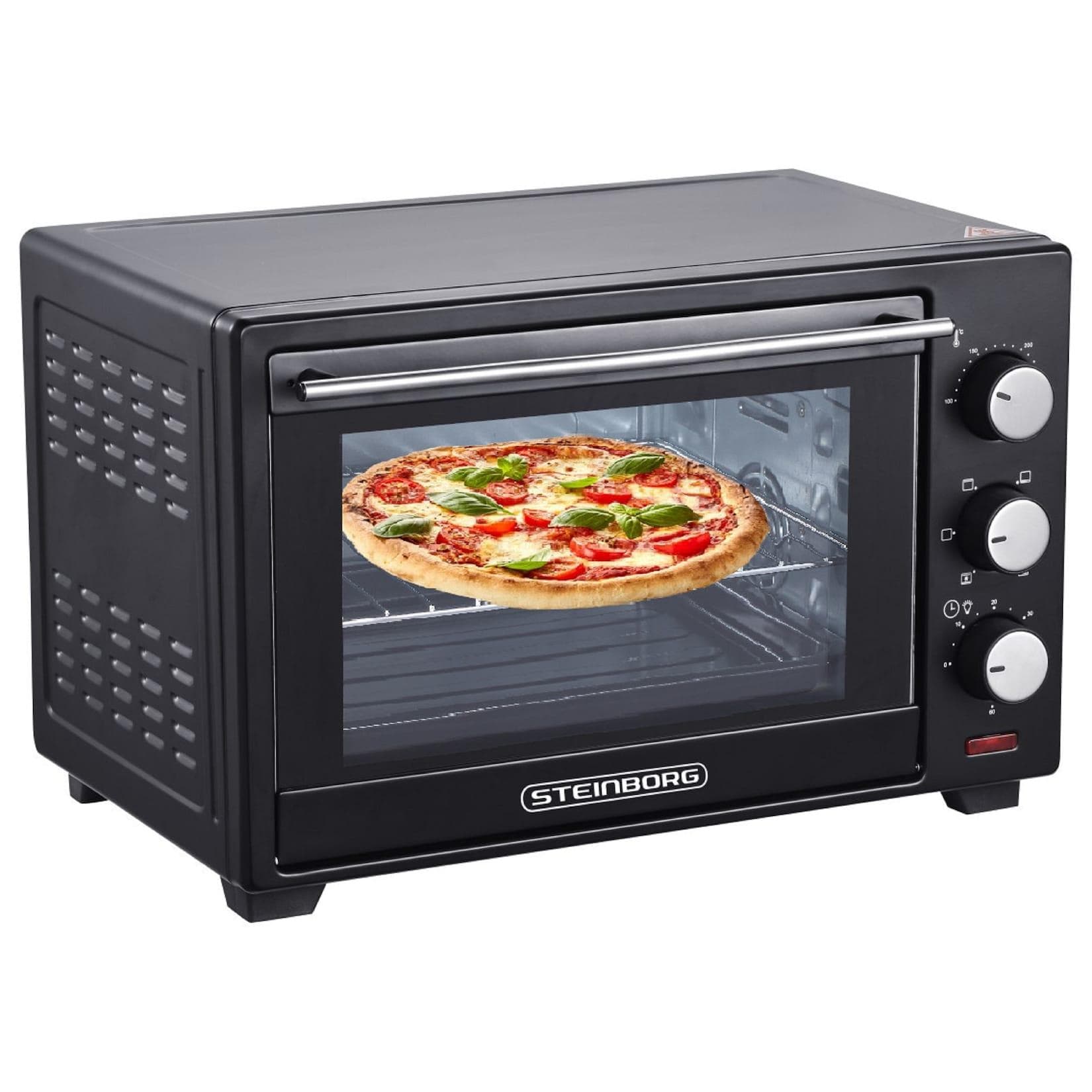 Steinborg Minibackofen Pizzaofen 25L 1600W Schwarz