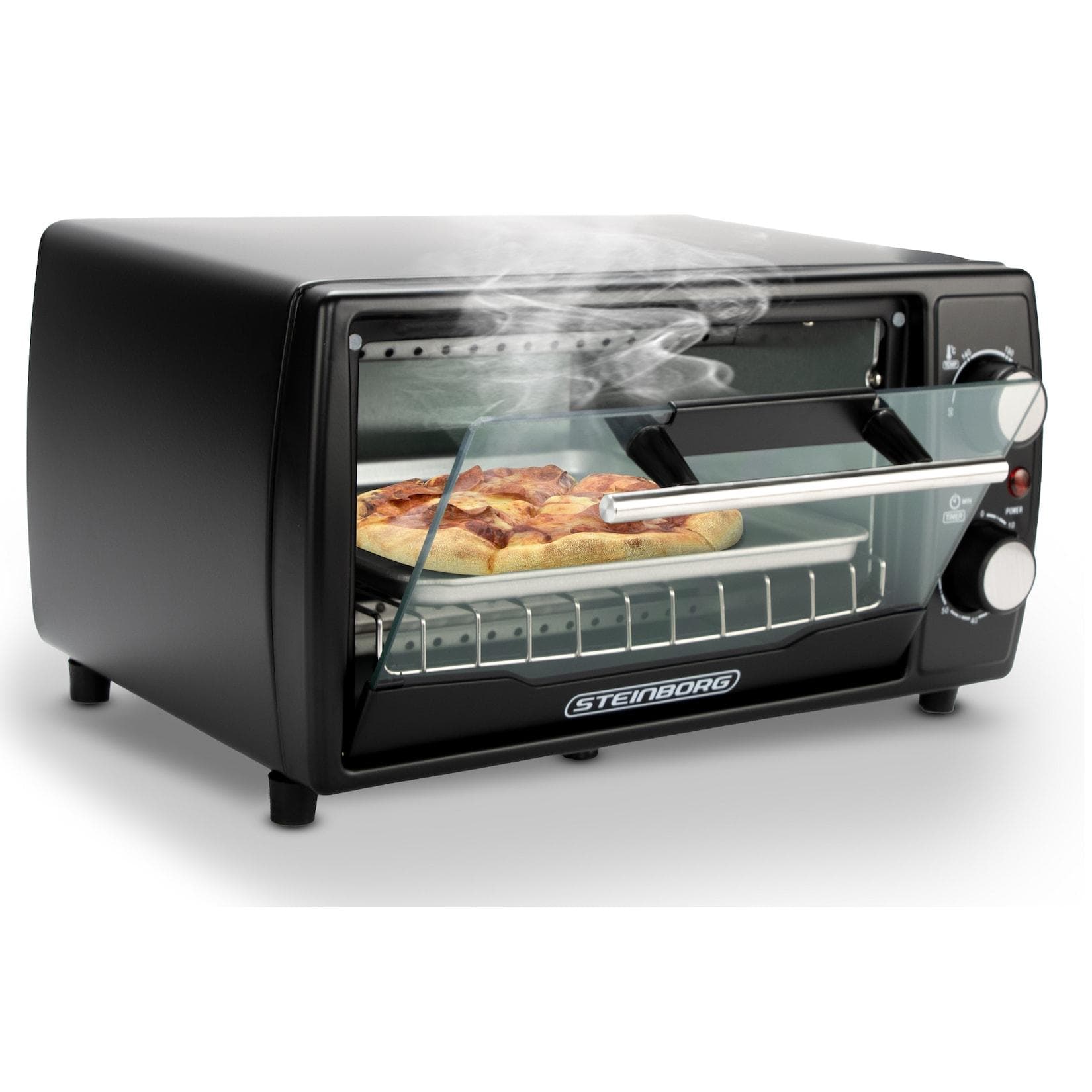 Steinborg Minibackofen 10L Pizzaofen 1000W Schwarz