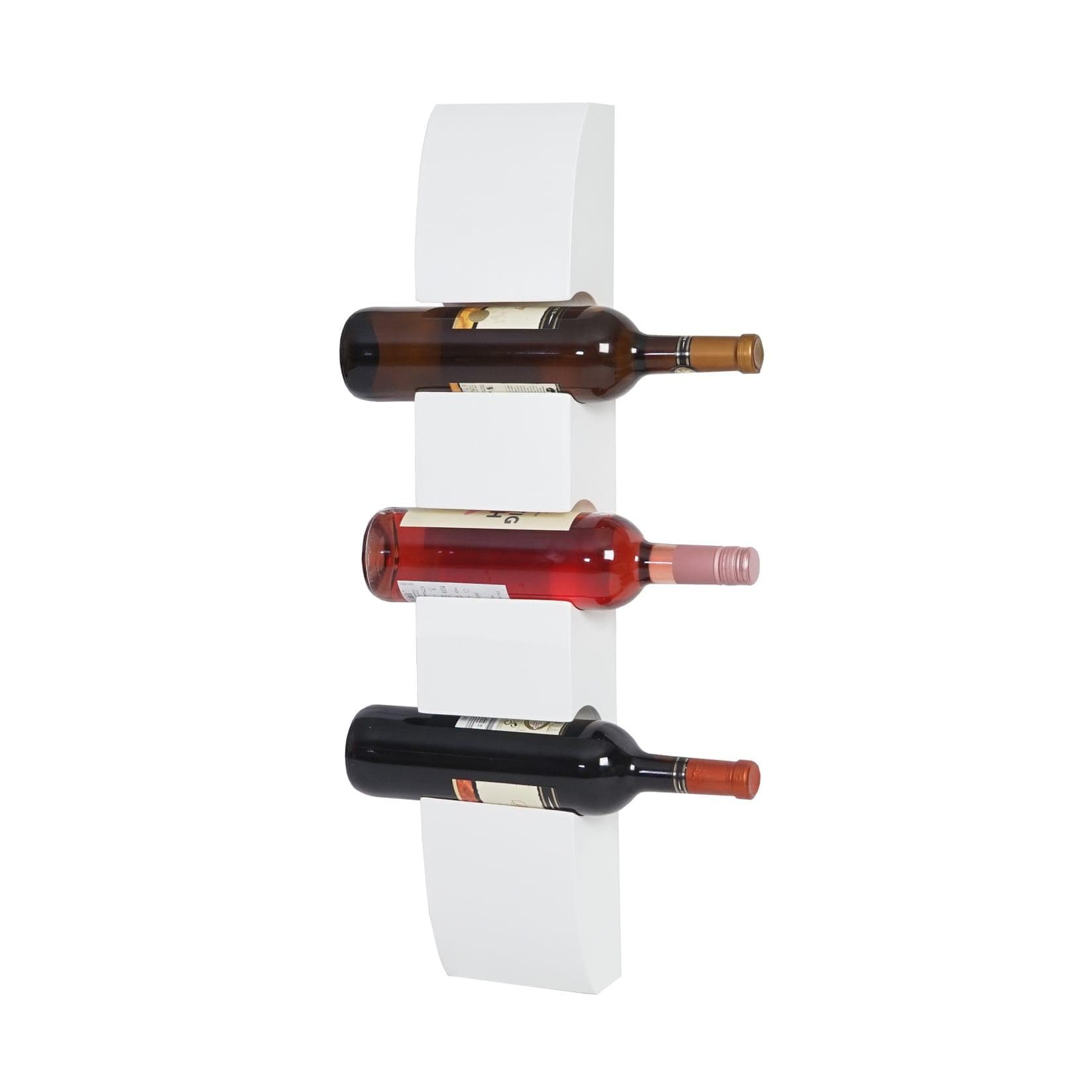 Weinregal Millau Flaschenregal Wandregal Holz-Flaschenhalter für 3 Flaschen Weiß