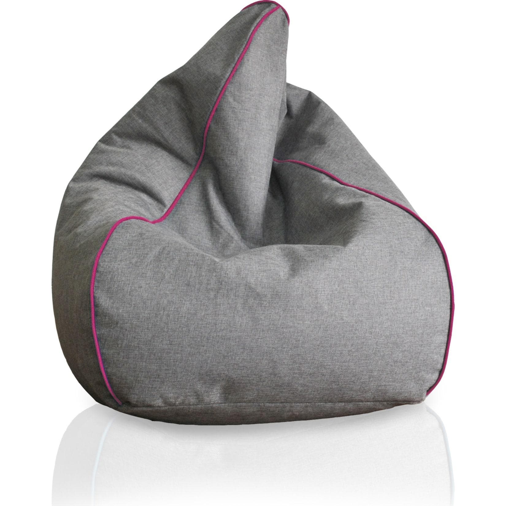 KINZLER Sitzsack Leinenoptik mit Neon-Piping Magenta
