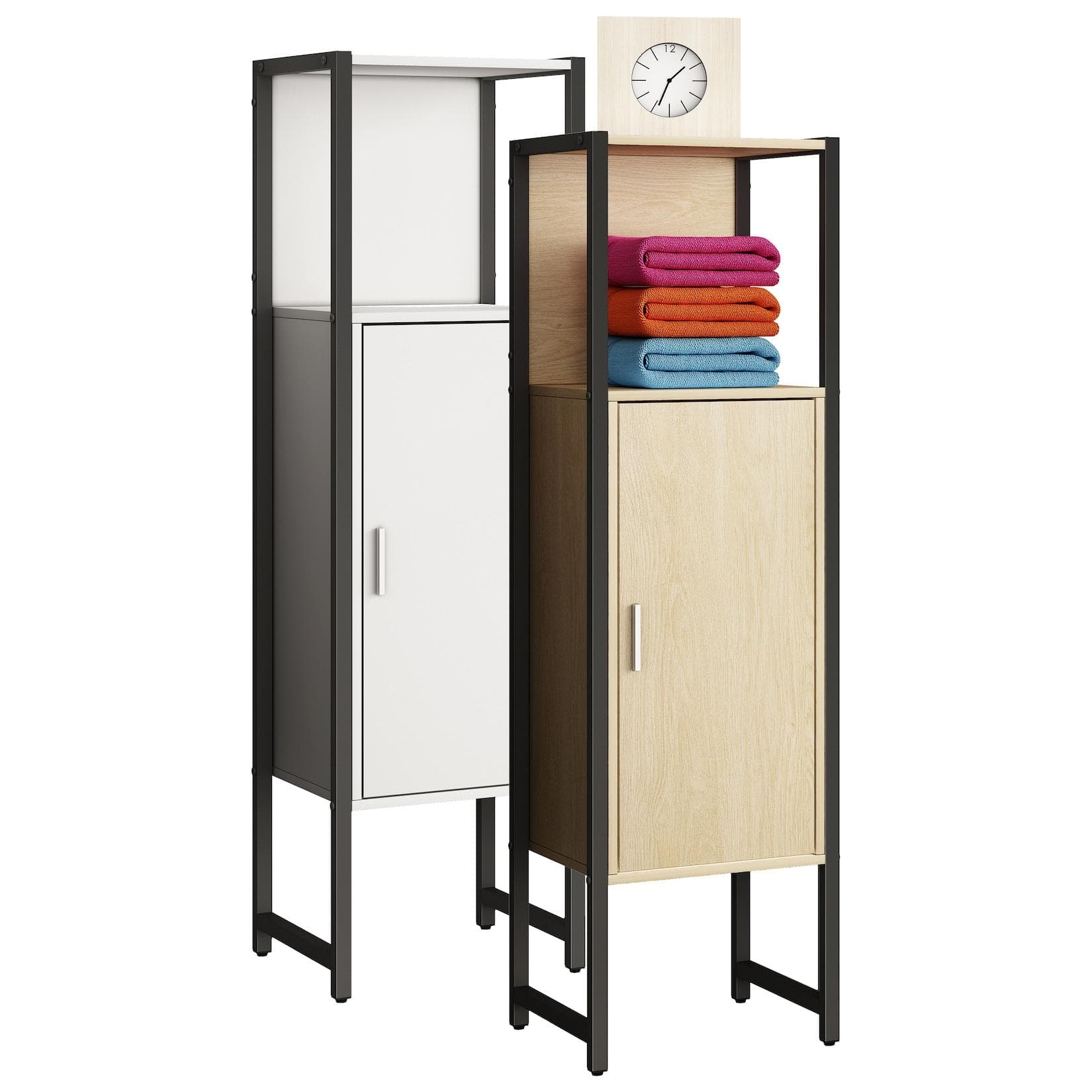 Holz-Metall-Midischrank für Bad