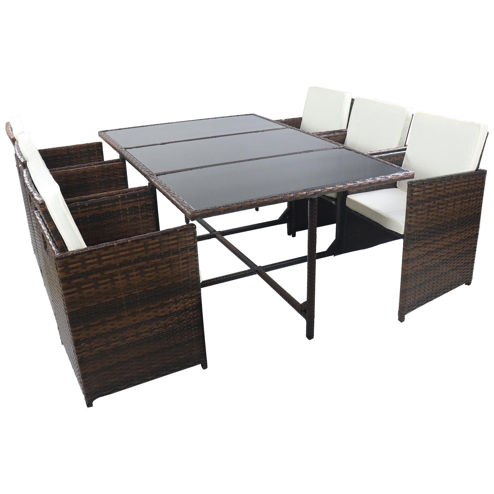 Rattan Essgruppe 7-teilig für Garten und Terrasse