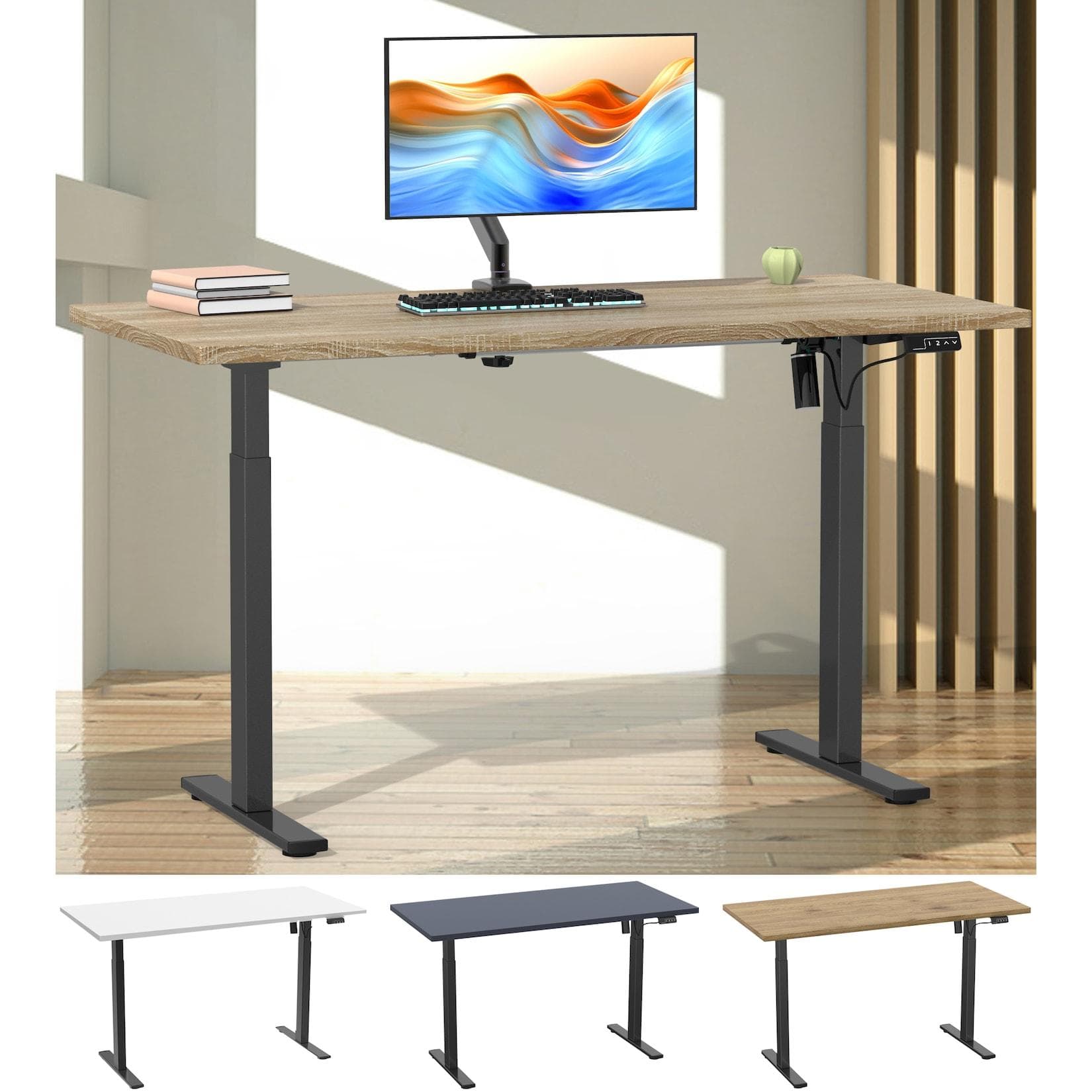 Höhenverstellbarer Schreibtisch aus Schwarz-Weiß