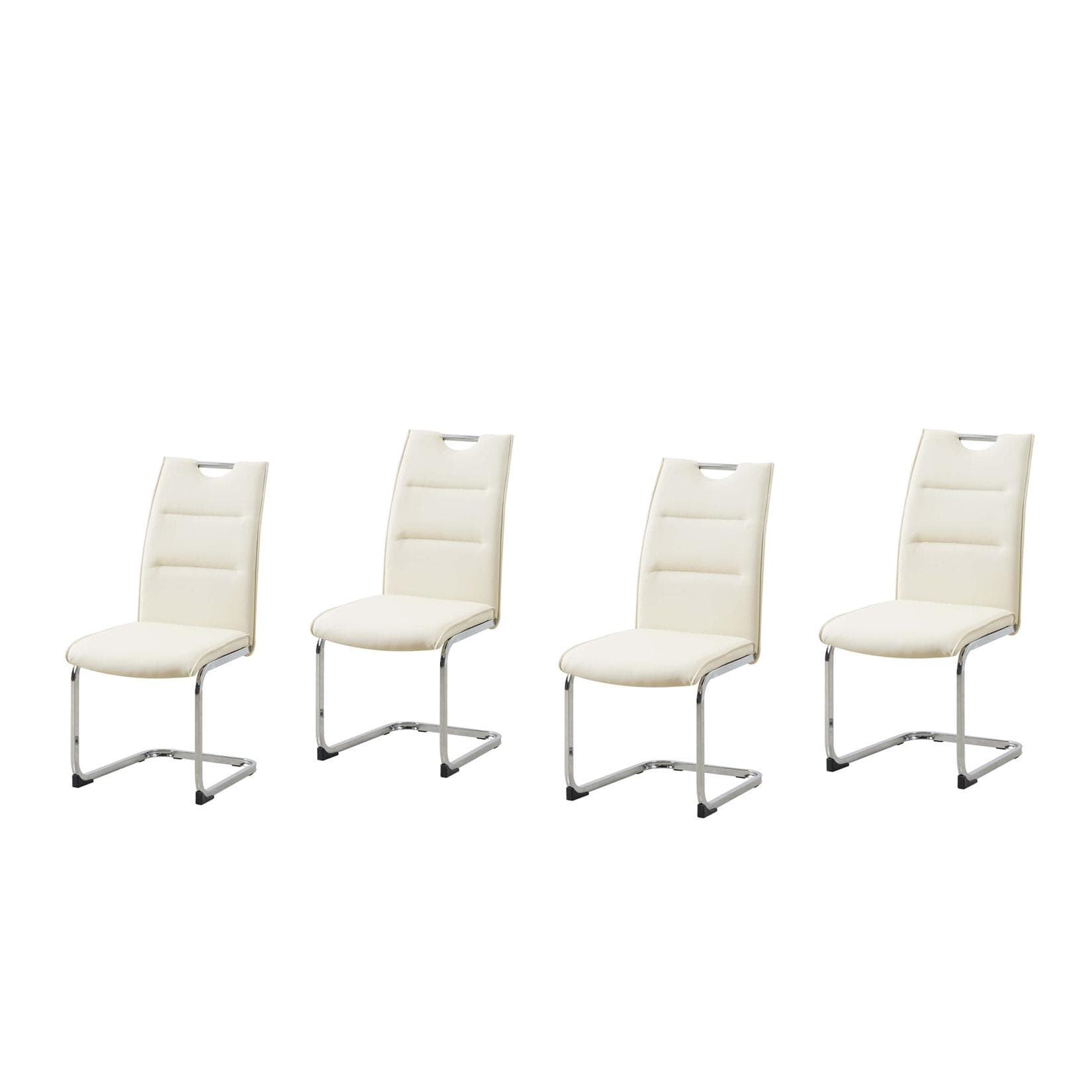 Cremefarbene PU-Freischwinger Stühle (Set 4) - für Ihr Esszimmer