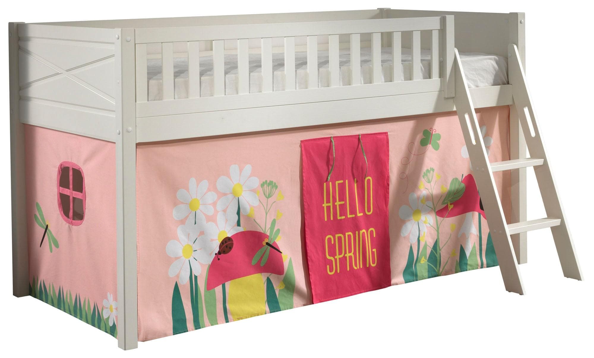 Natur24 Kinderbett Spielbett SCOTTY inkl. Lattenrost Kiefer Weiß|Vipack Spielbett 207,6 x 114 x 134,7 cm (B/H/T)