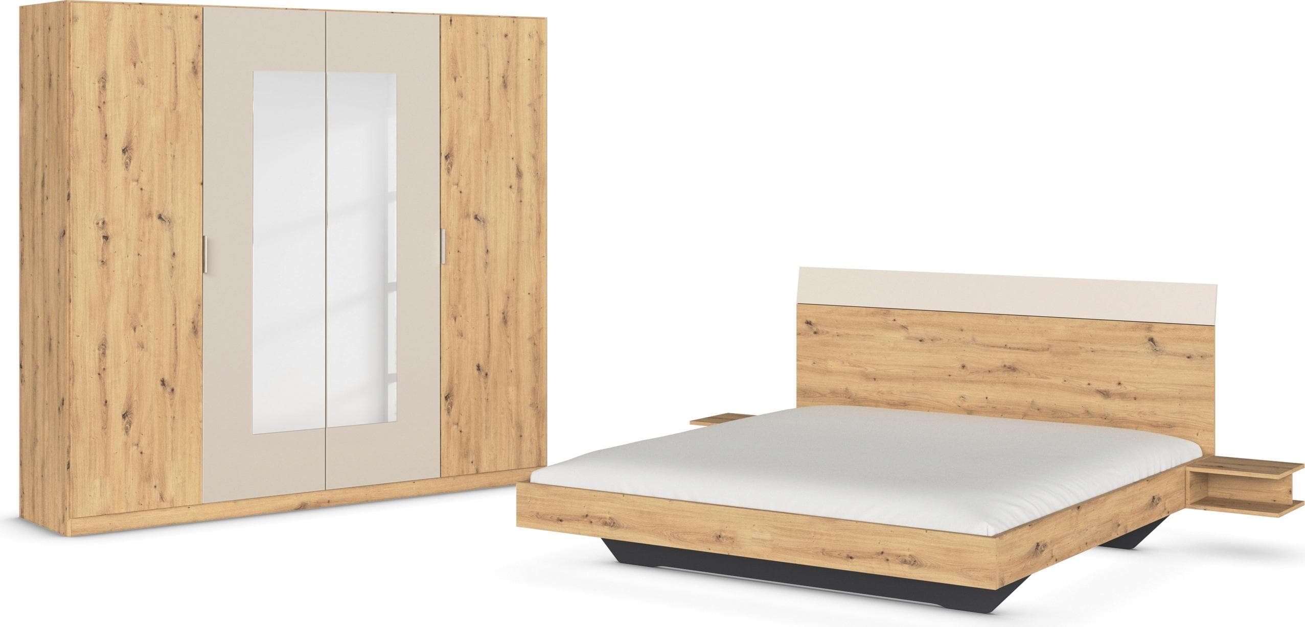Schlafzimmer-Set RAUCH Monza Bett 180x200 cm mit Schrank