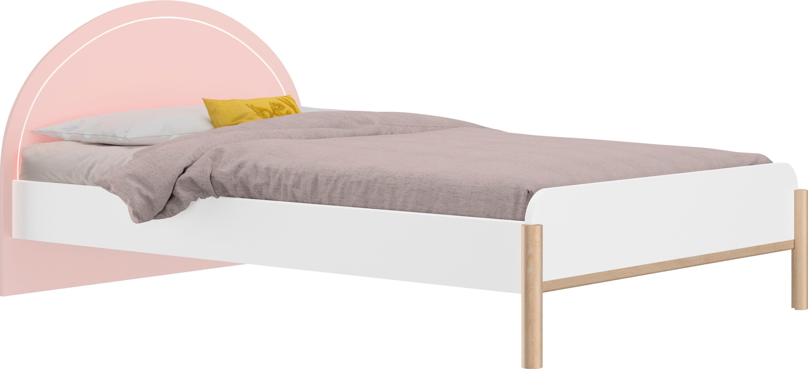 Jugendbett GAMI Einzelbett Kinderbett LED-Beleuchtung 90x200 cm Rosa