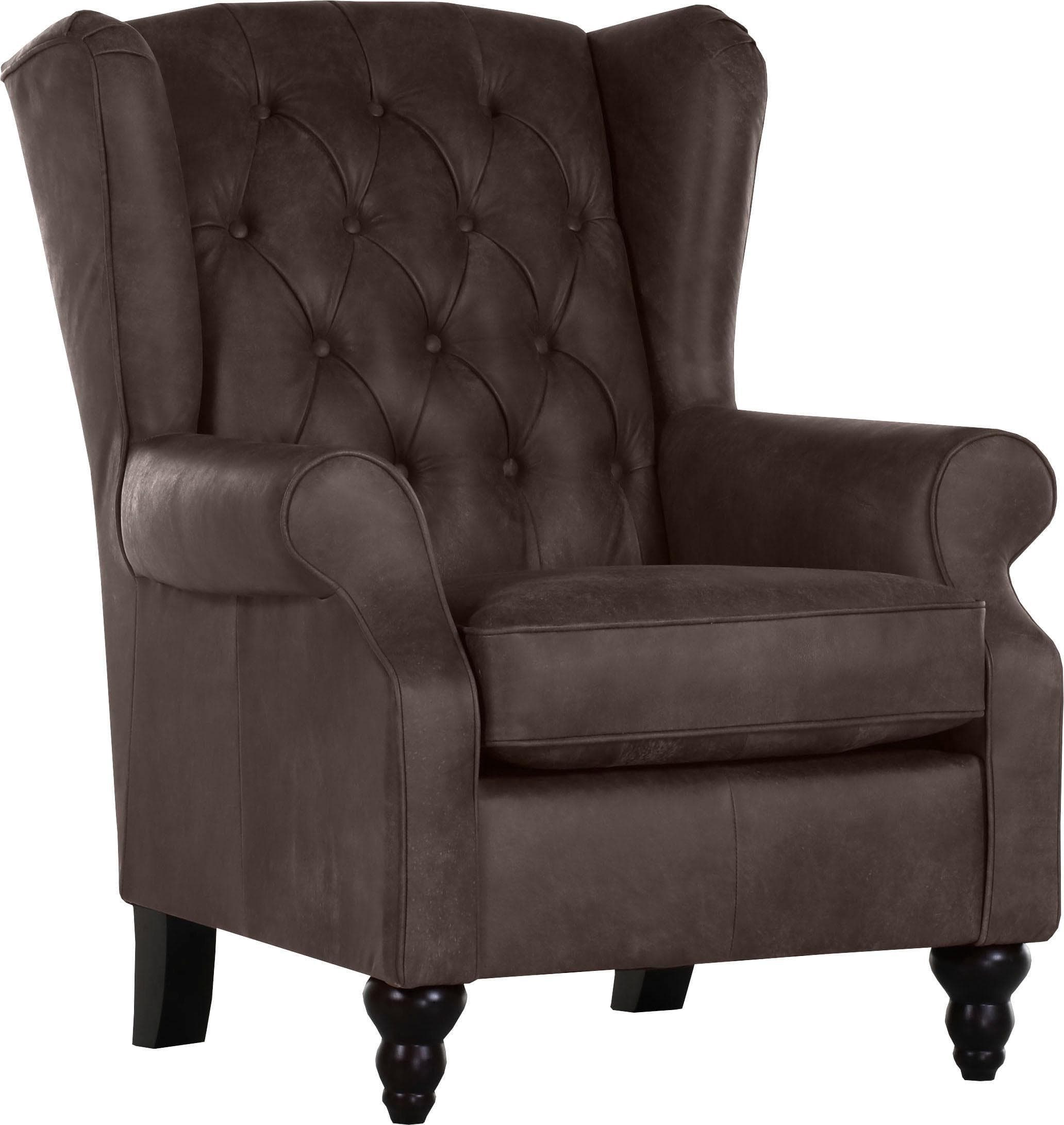 Luxuriöser Ohrensessel aus Anilinleder