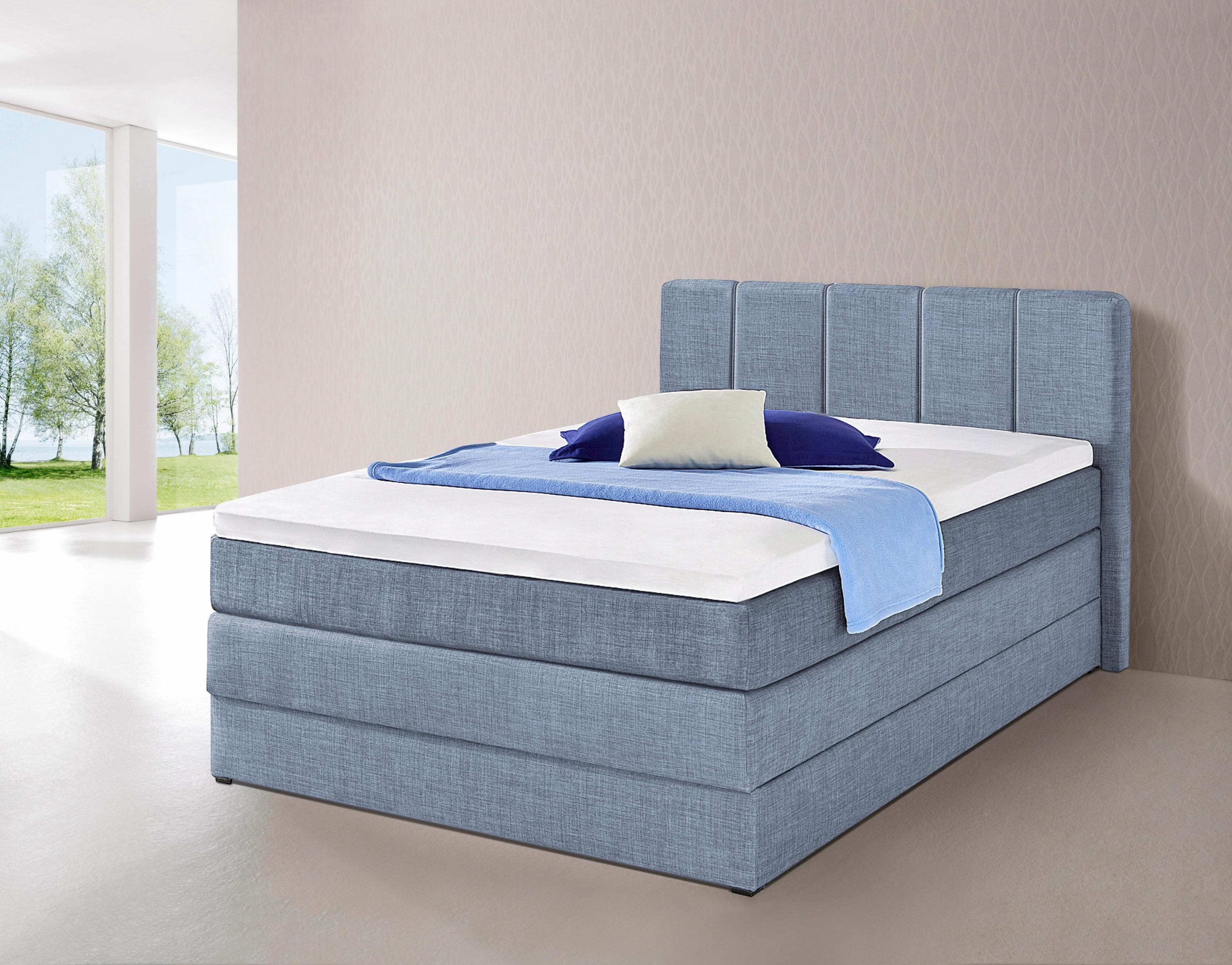 Boxspringbett HAPO Bonnell-Federkernmatratze Hellblau