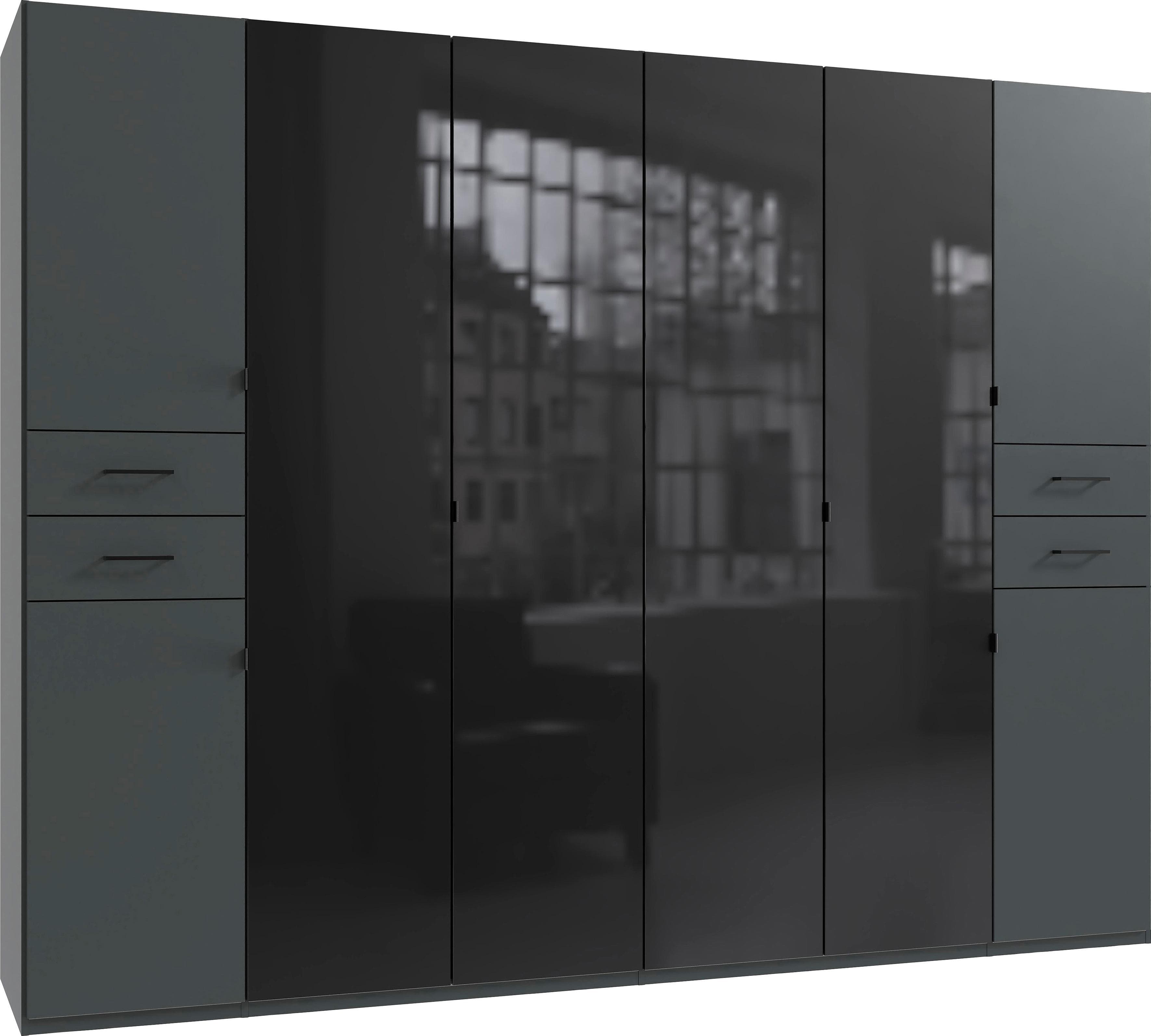 Drehtürenschrank mit Schubladen und Glastüren