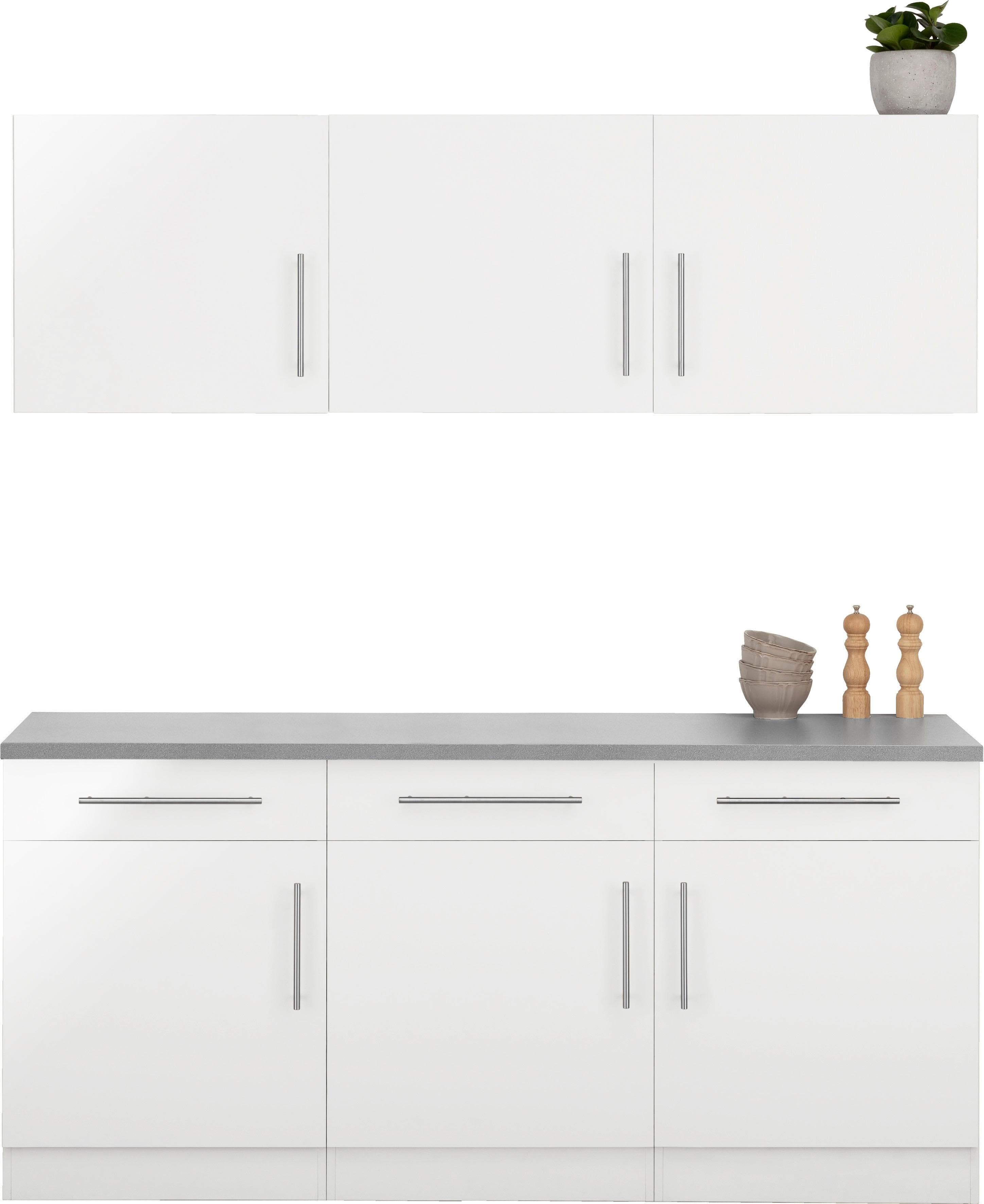 wiho Küchen Küche Cali Weiß Glanz Grau Modulküche