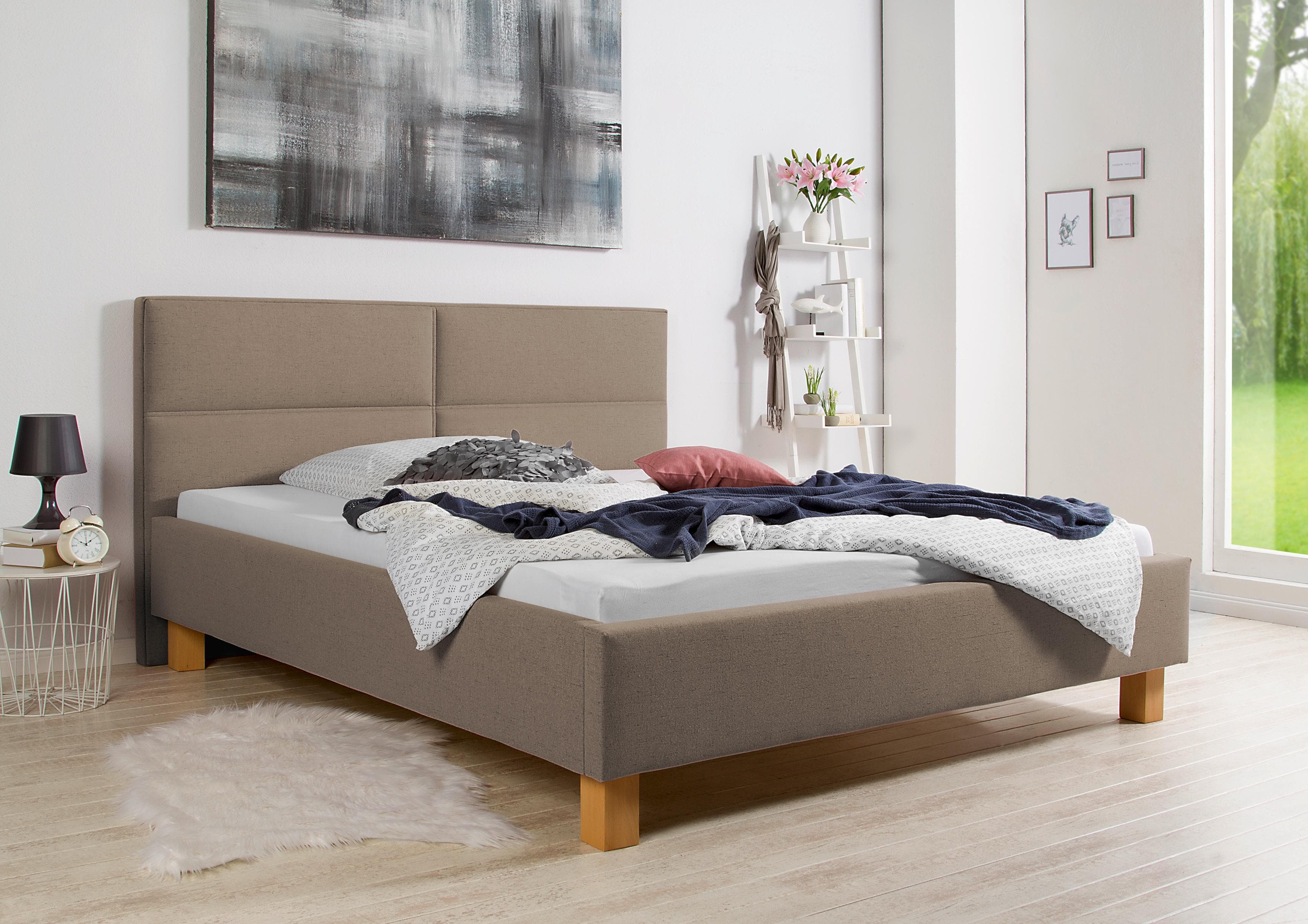 Maintal Polsterbett Derryville Braun Gepolstertes Kopfteil