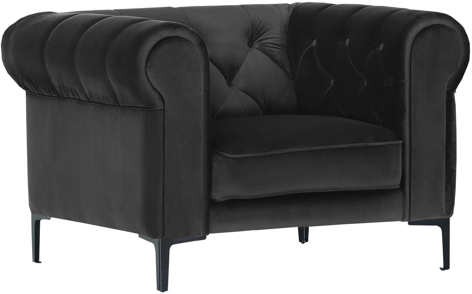 Gutmann Factory Chesterfield-Sessel Schwarz Wellenunterfederung