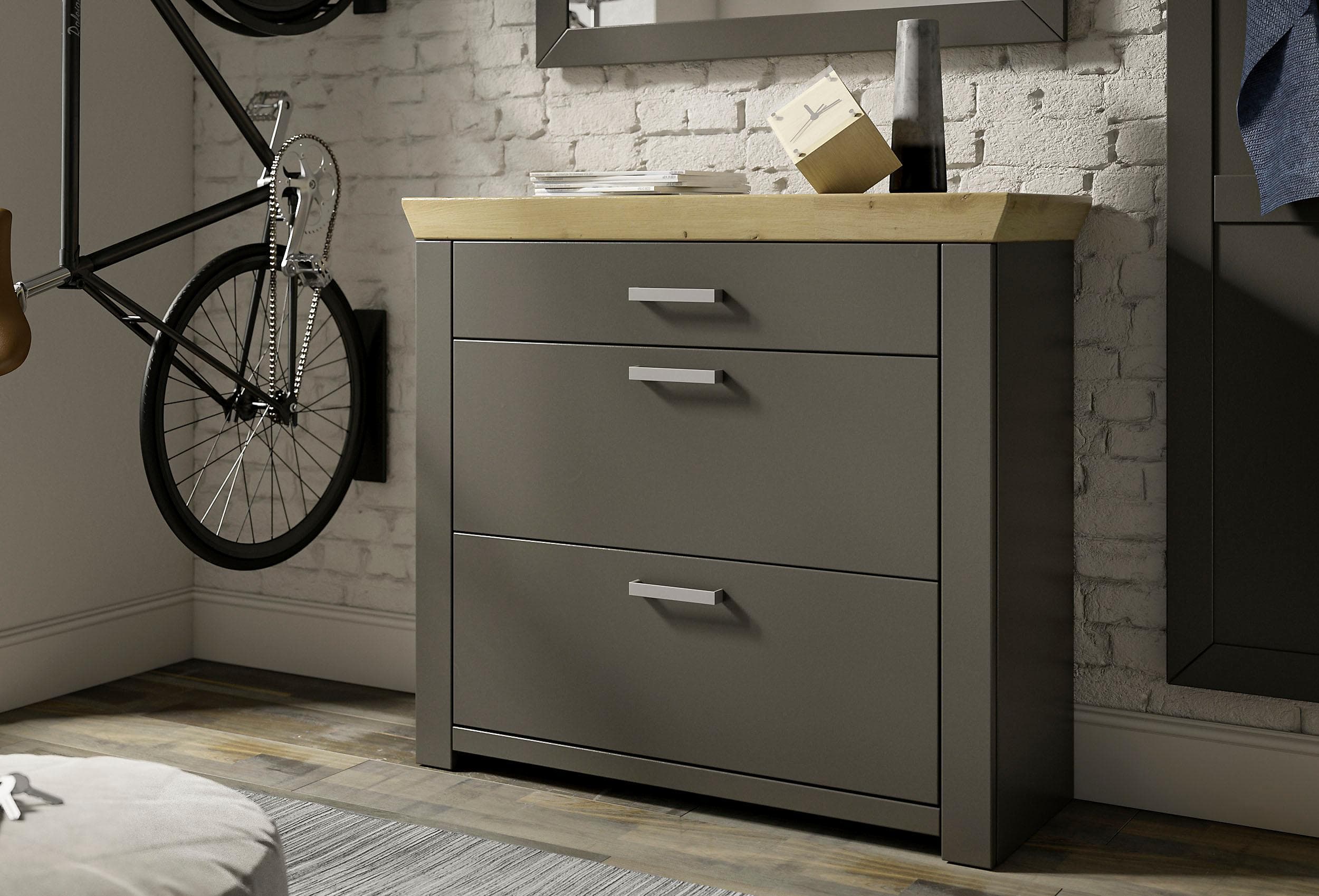 Set One by Musterring Schuhkommode - Wandstehend, Zweifarbig, Holzoptik