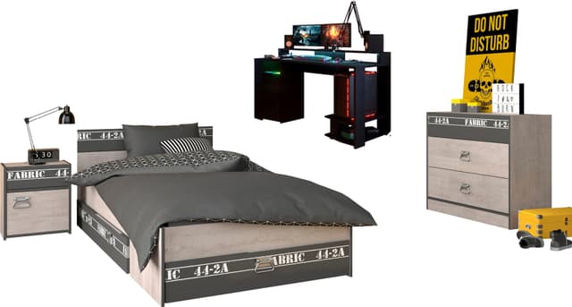 Jugendzimmer-Set Fabric mit RGB-Beleuchtung & Gamertisch