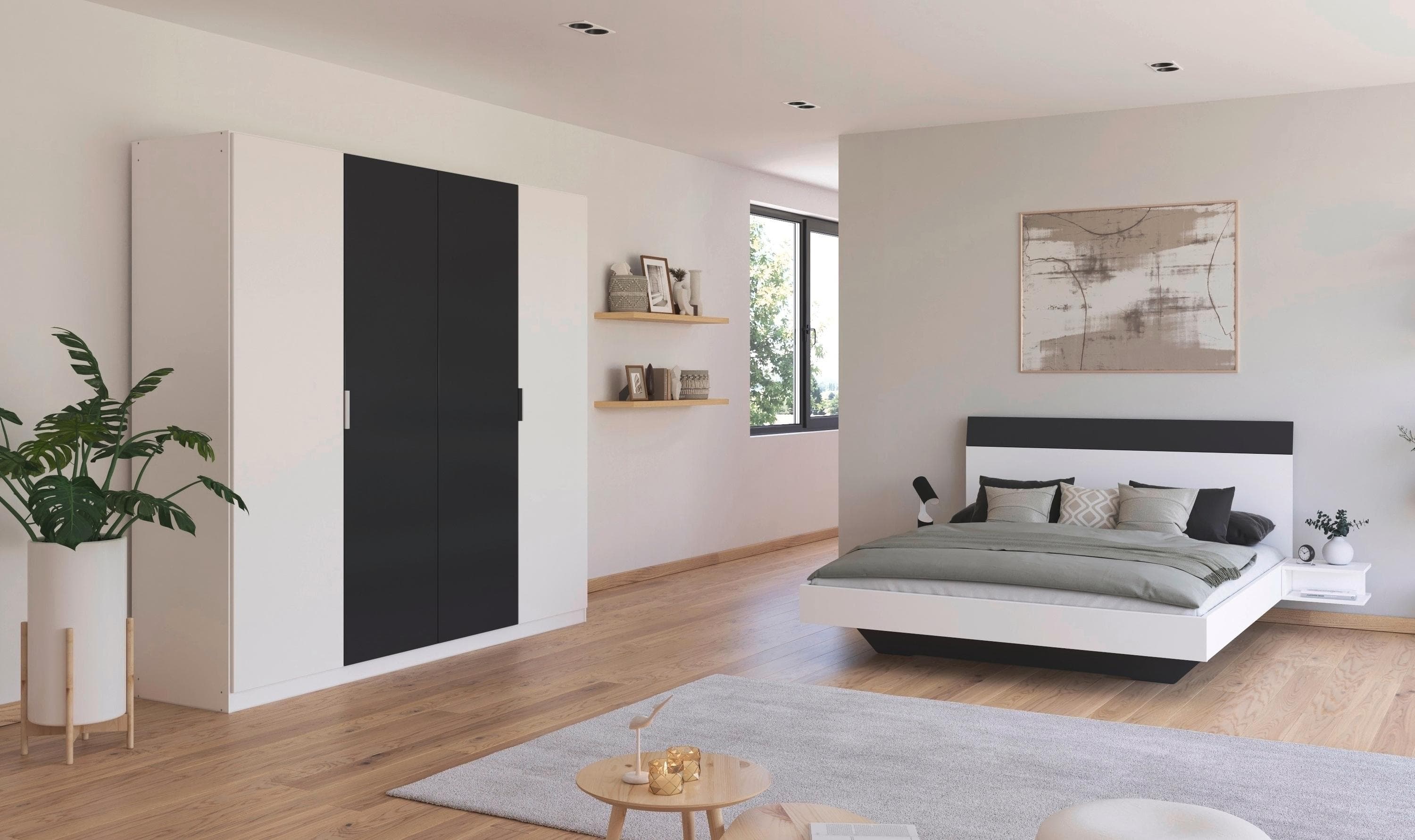 Schlafzimmer-Set RAUCH Monza Weiß Grau Bett 160x200