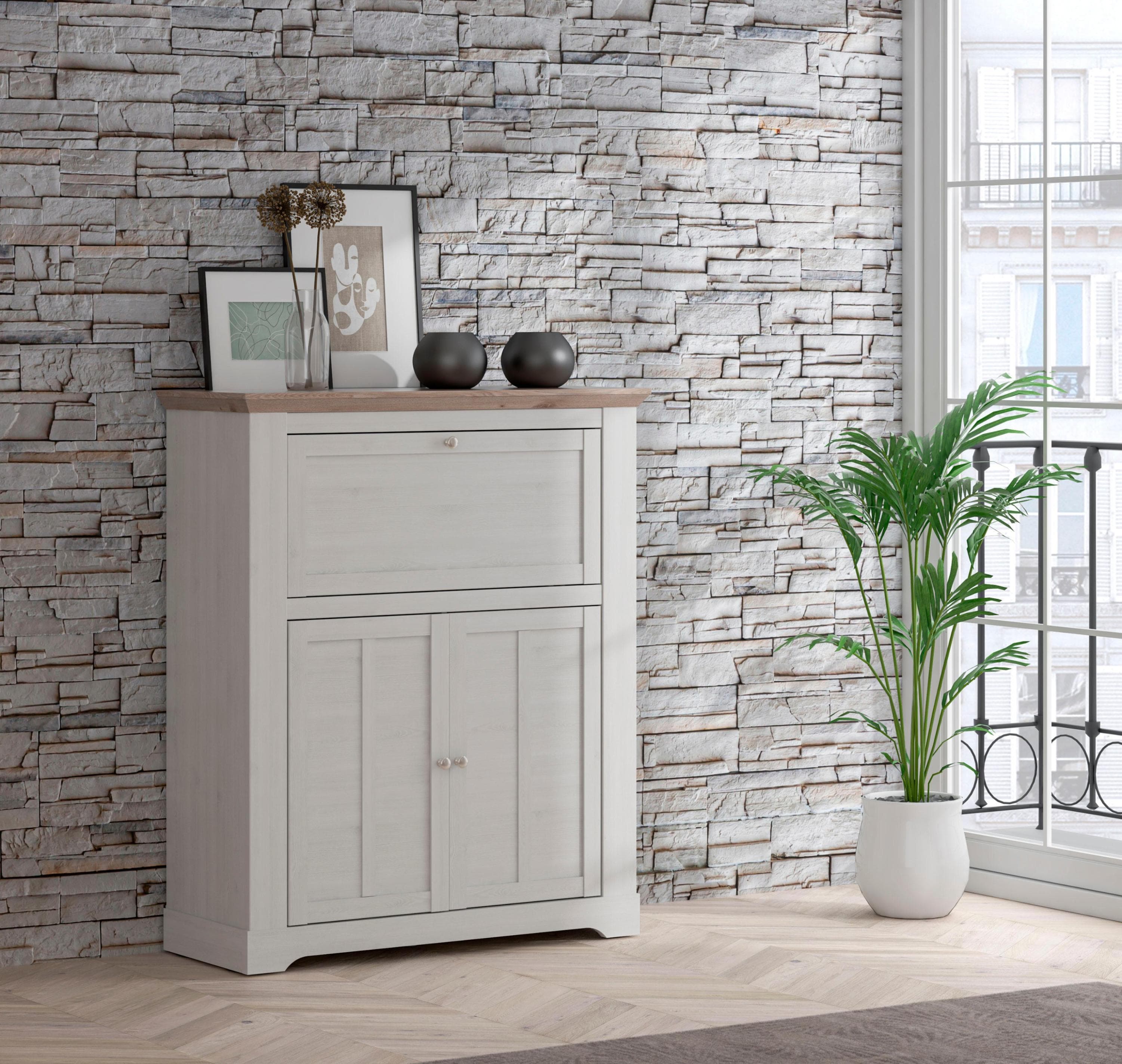 FORTE Barschrank Iloppa Schnee Eiche Nelson Eiche