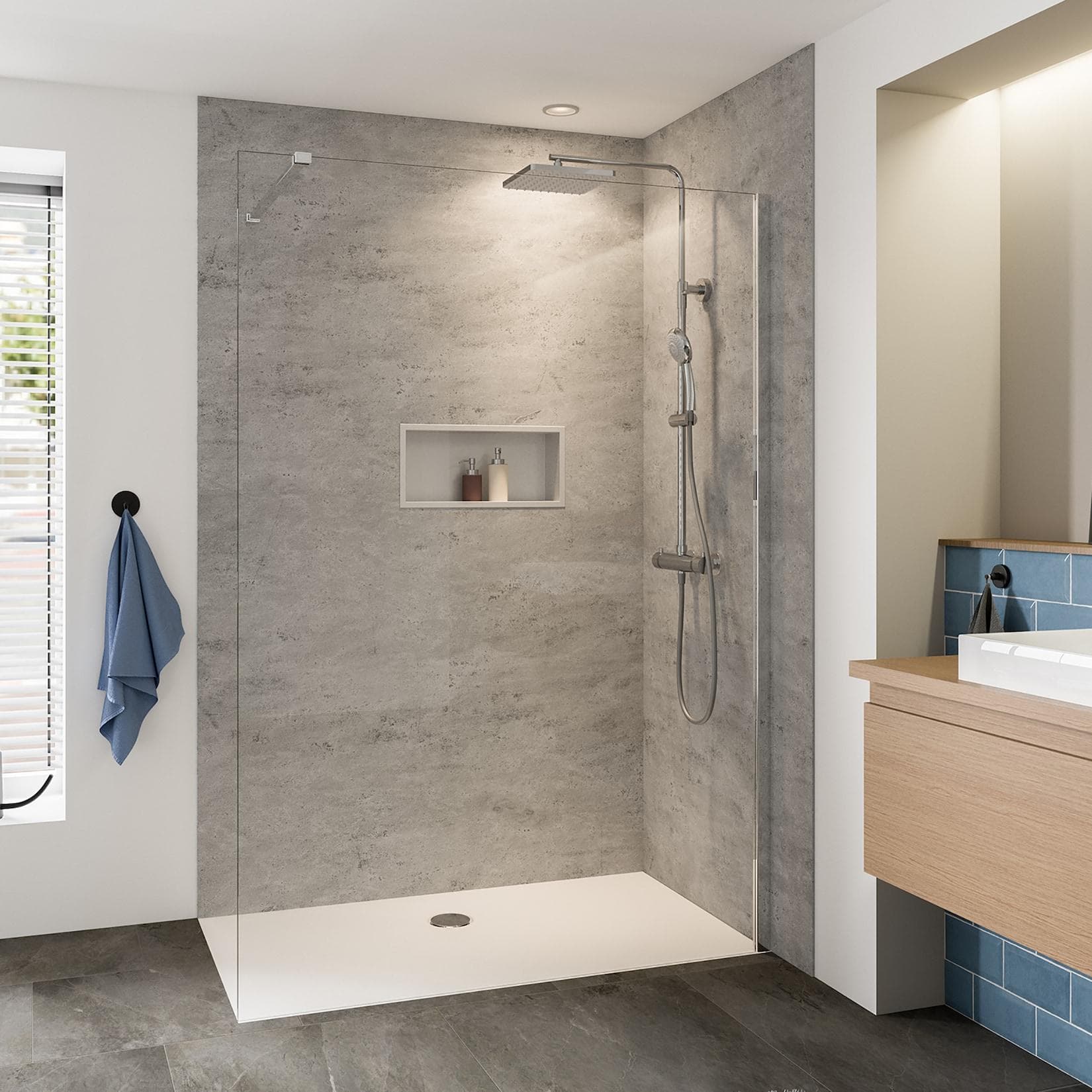 Breuer Panorama Duschwand teilgerahmt alu chromeffekt Klarglas 1400mm