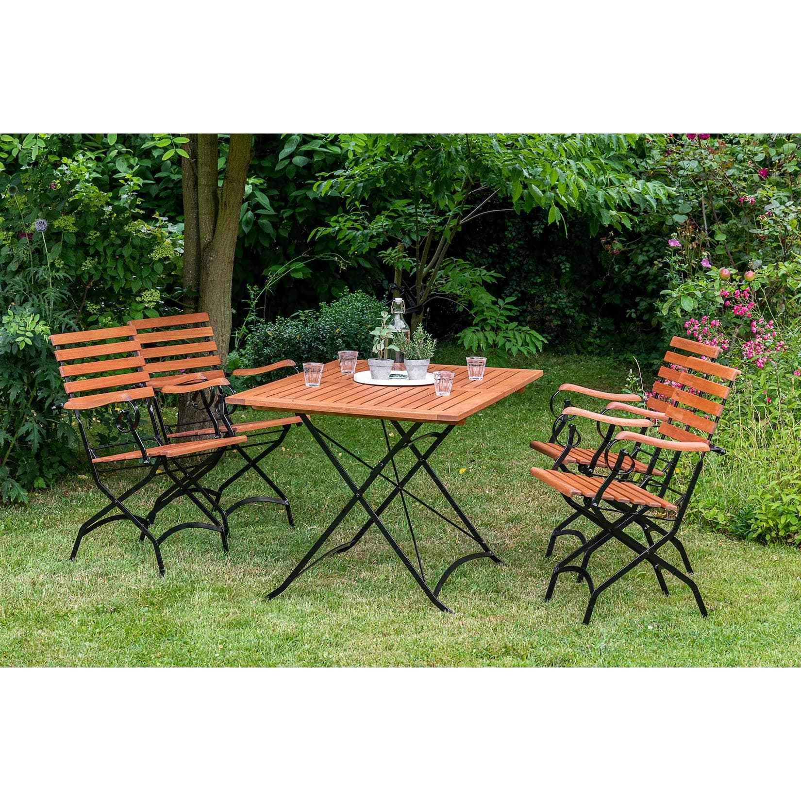 Merxx Schlossgarten 5-tlg. Gartenmöbelset Klapptisch Eukalyptus Graphit