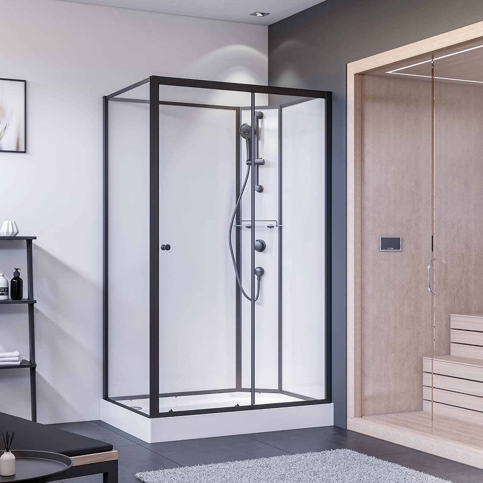 Breuer Duschkabine Schiebetür Klarglas Weiß Schwarz Matt 900/1200