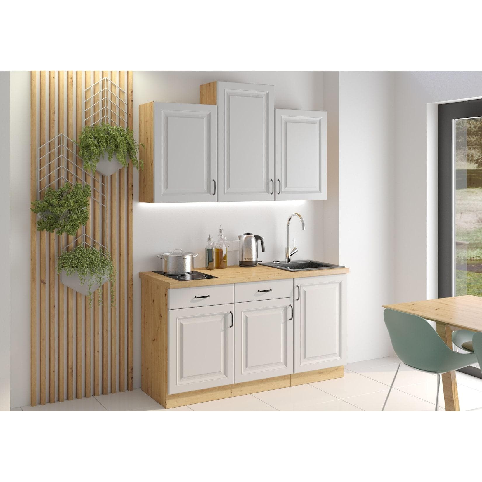 Weiße Küchenzeile Stilo - Moderne Küche für Singles