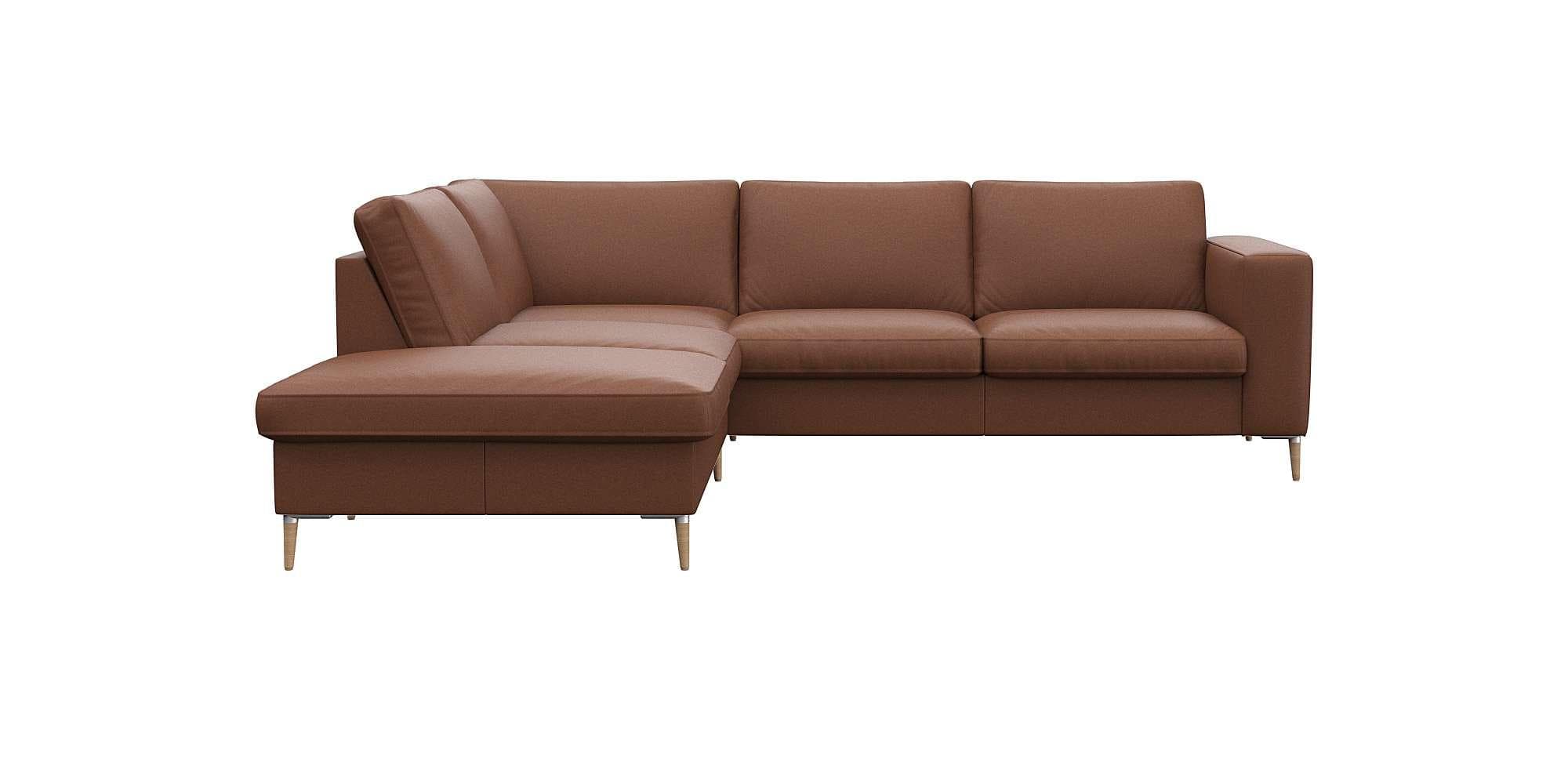 Ecksofa FLEXLUX Fiore L-Form Braun Kaltschaum