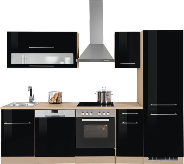 KOCHSTATION Küchenzeile KS-Eton Schwarz Moderner Stil